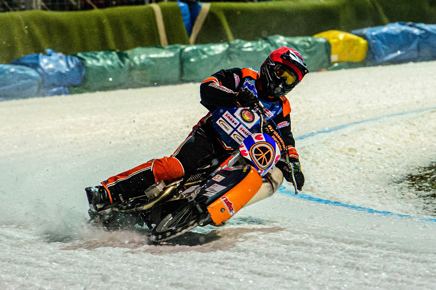 Sebastian Reitsma in action during the German Individual Ice Speedway Championship at Horst-Dohm-Eisstadion, Berlin on Friday 3rd March 2023. (Photo: Ian Charles | MI News)