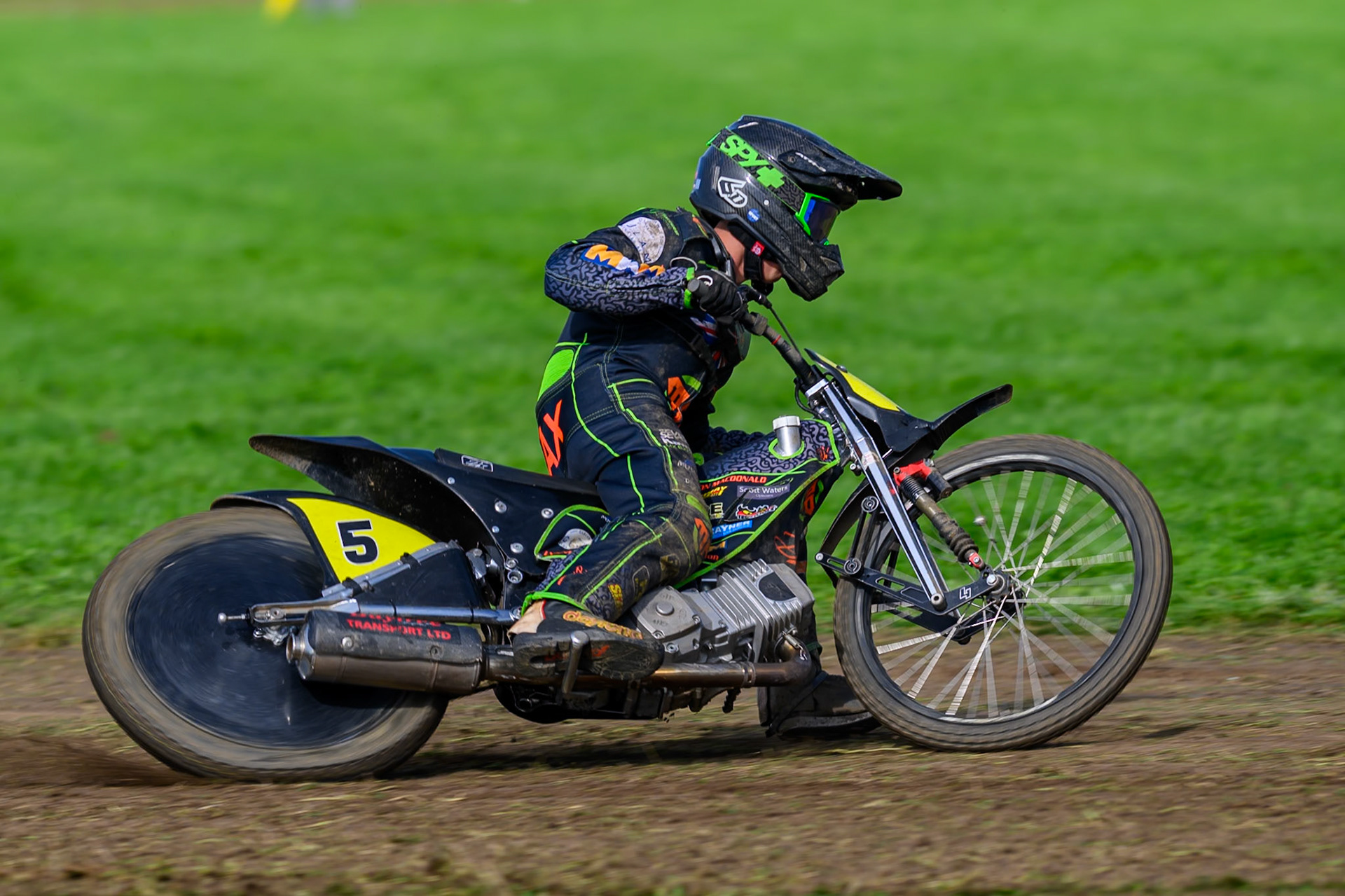 British Masters (Solos): Max Perry (5) during the British Masters Grasstrack Championship at Lower Marsh Farm, Much Hoole, Preston in Lancashire, England on Sunday 13th September 2026. (Photo: Ian Charles | MI News)