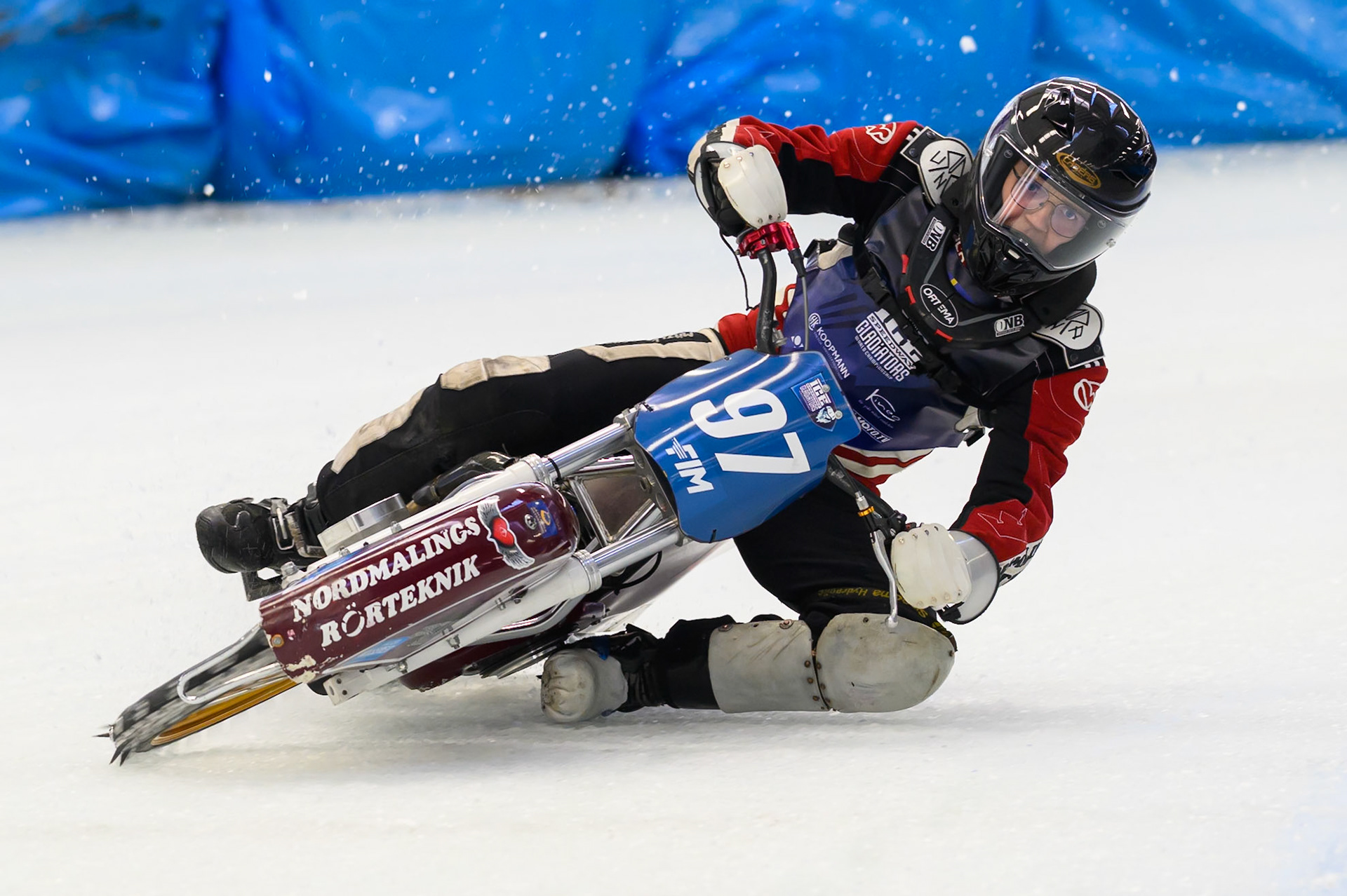 Ove Ledström (97) of Sweden during Practice for the Ice Speedway Gladiators World Championship Finals at Max-Aicher-Arena, Inzell on Friday 13th March 2026. (Photo: Ian Charles | MI News)