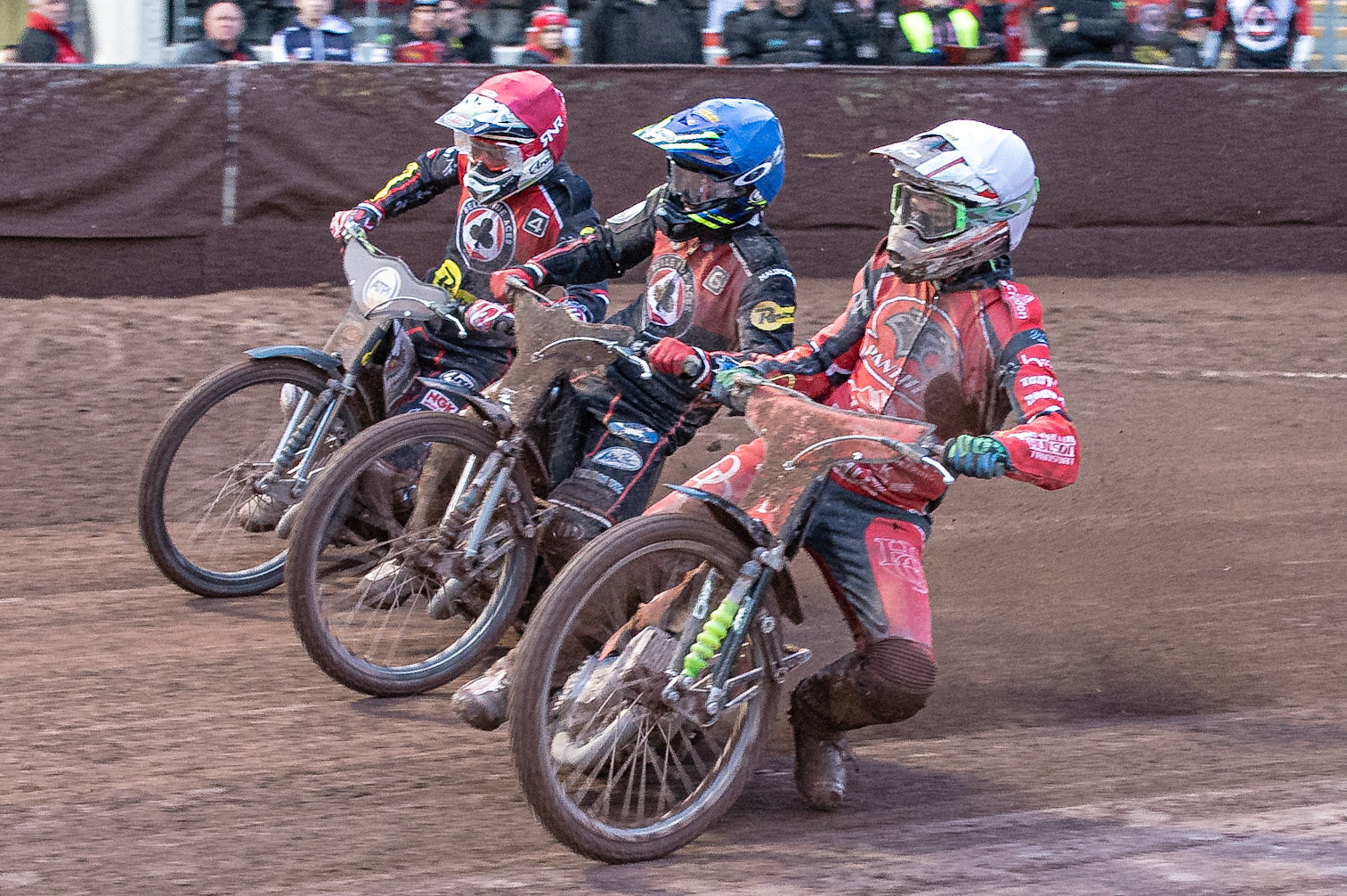 Photo by Ian Charles:

Charles Wright  (White) inside Ricky Wells  (Blue) and Steve Worrall  (Red)

Belle Vue Aces v Peterborough Panthers, British Speedway Premiership, National Speedway Stadium, Manchester, Thursday, 13, June, 2019
