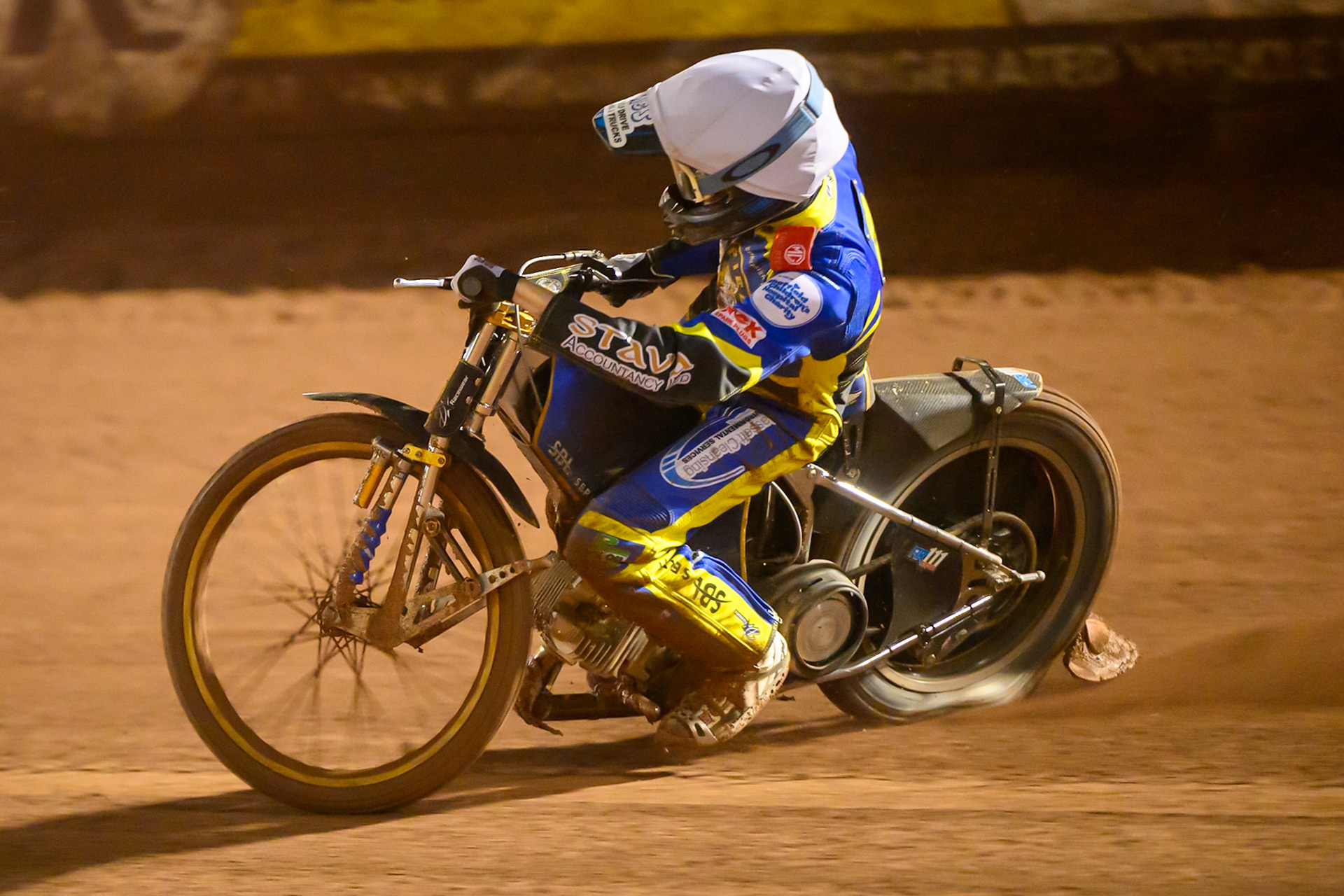 Anders Rowe of Sheffield Tigers in action during the Rowe Motor Oil Premiership Grand Final 2nd Leg between Belle Vue Aces and Sheffield Tigers at the National Speedway Stadium, Manchester on Friday 16th October 2026. (Photo: Ian Charles | MI News)