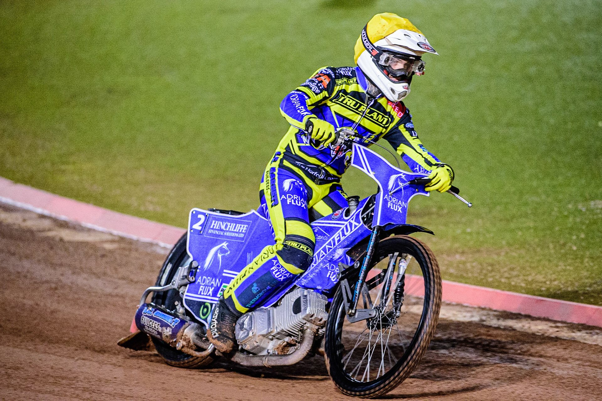 Lewis Kerr makes his way to the start for Heat 1 during the SGB Premiership Grand Final 1st leg between Belle Vue Aces and Sheffield Tigers at the National Speedway Stadium, Manchester on Monday 10th October 2022. (Credit: Ian Charles | MI News)