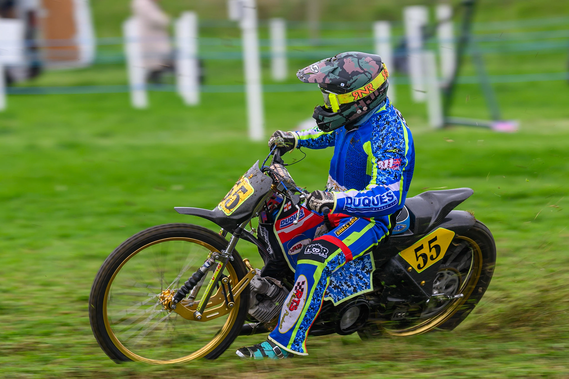 Thomas Vining (55) during practice for  the British Masters Grasstrack Championship at Lower Marsh Farm, Much Hoole, Preston in Lancashire, England on Sunday 13th September 2026. (Photo: Ian Charles | MI News)
