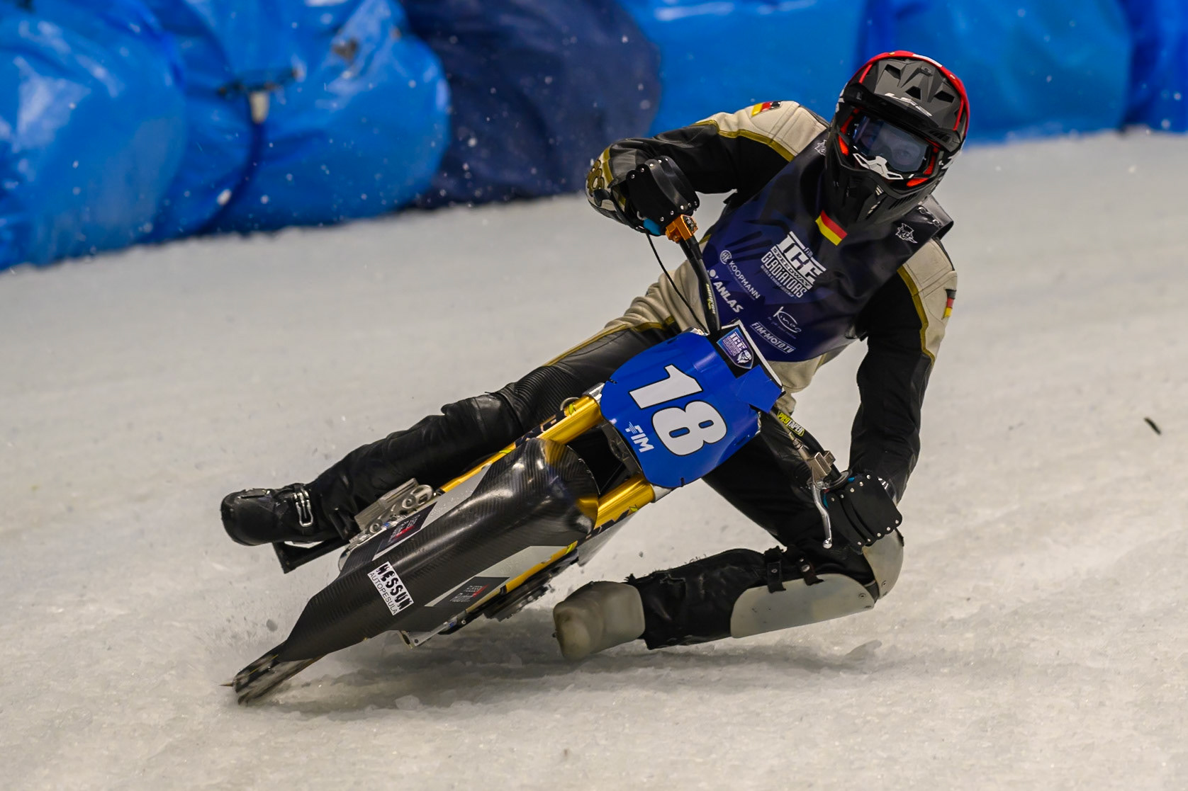 Reserve Franz Mayerbüchler (18) of Germany  in action during the Ice Speedway Gladiators World Championship Final 2 at Max-Aicher-Arena, Inzell on Sunday 15th March 2026. (Photo: Ian Charles | MI News)