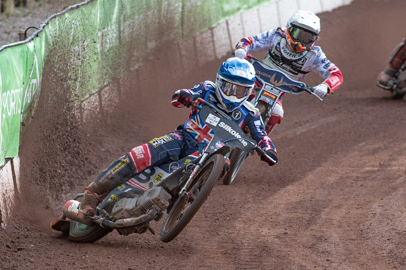 Photo: Ian Charles

Robert Lambert (Blue) picks up some drive leading Dominik Kubera (White)

FIM Team Speedway U-21 World Championship, National Speedway Stadium, Manchester Friday 12 July  2019