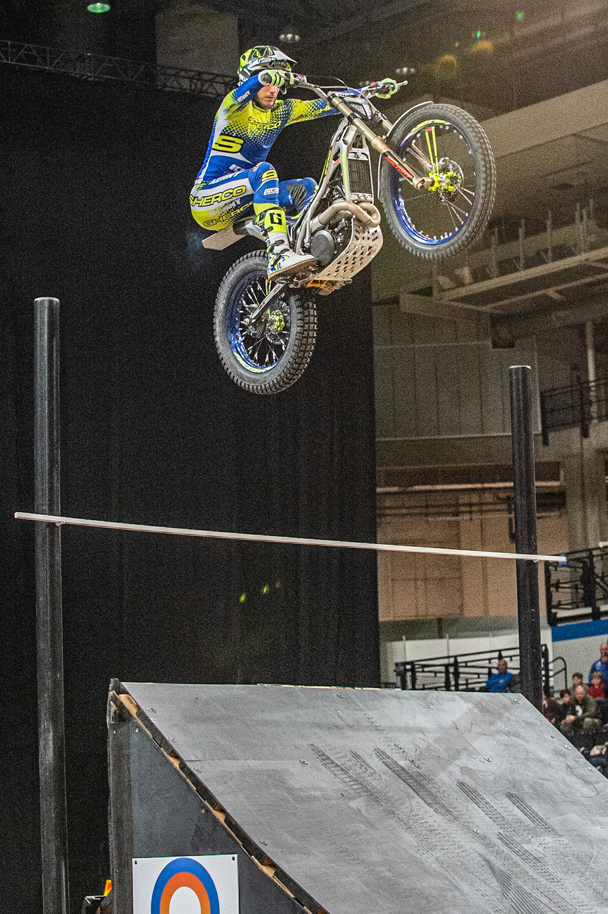 SHEFFIELD, ENGLAND  - DECEMBER 28TH  Jack Peace, UK (Sherco) on the high jump  during the 25th Anniversary Sheffield Indoor Trial at the FlyDSA Arena, Sheffield on Saturday 28th December 2019. (Credit: Ian Charles | MI News)