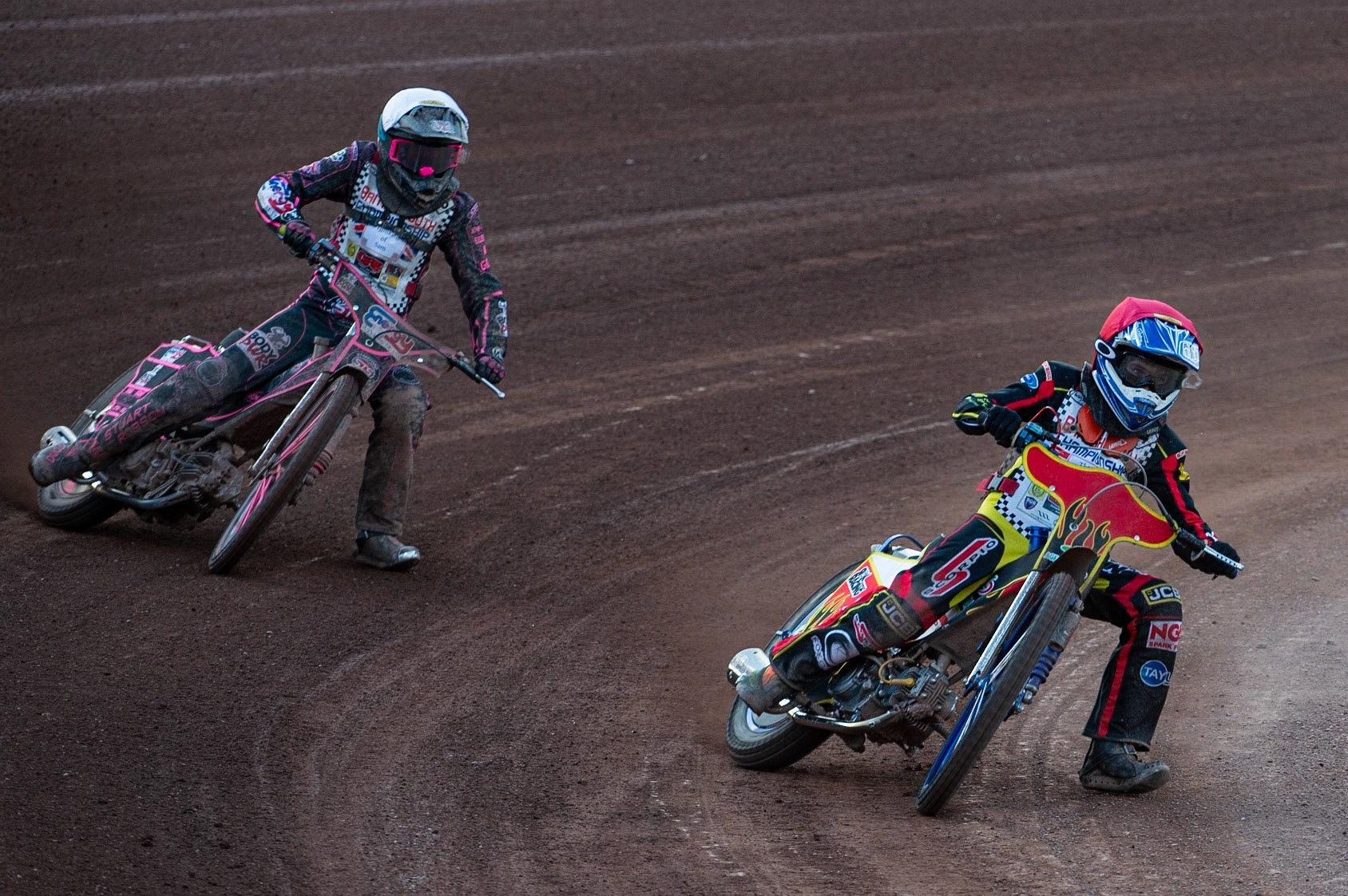 Photo: Ian Charles

Max James (Red) leads Danny Smith (White)

Summer Speed Saturday & British Youth Speedway Championship Round 5, National Speedway Stadium, Manchester, Saturday 22 June 2019