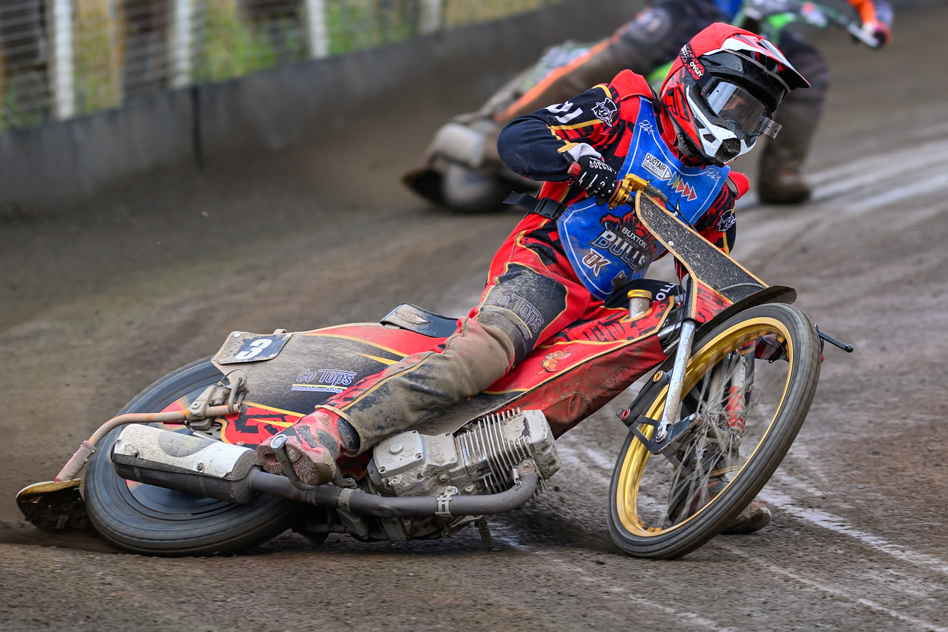 Luke Harris of Buxton Bulls in action during the WSRA National Development League match between Buxton Bulls and Oxford Chargers at Hi-Edge Speedway, Buxton on Sunday 2nd August 2026. (Photo: Ian Charles | MI News)