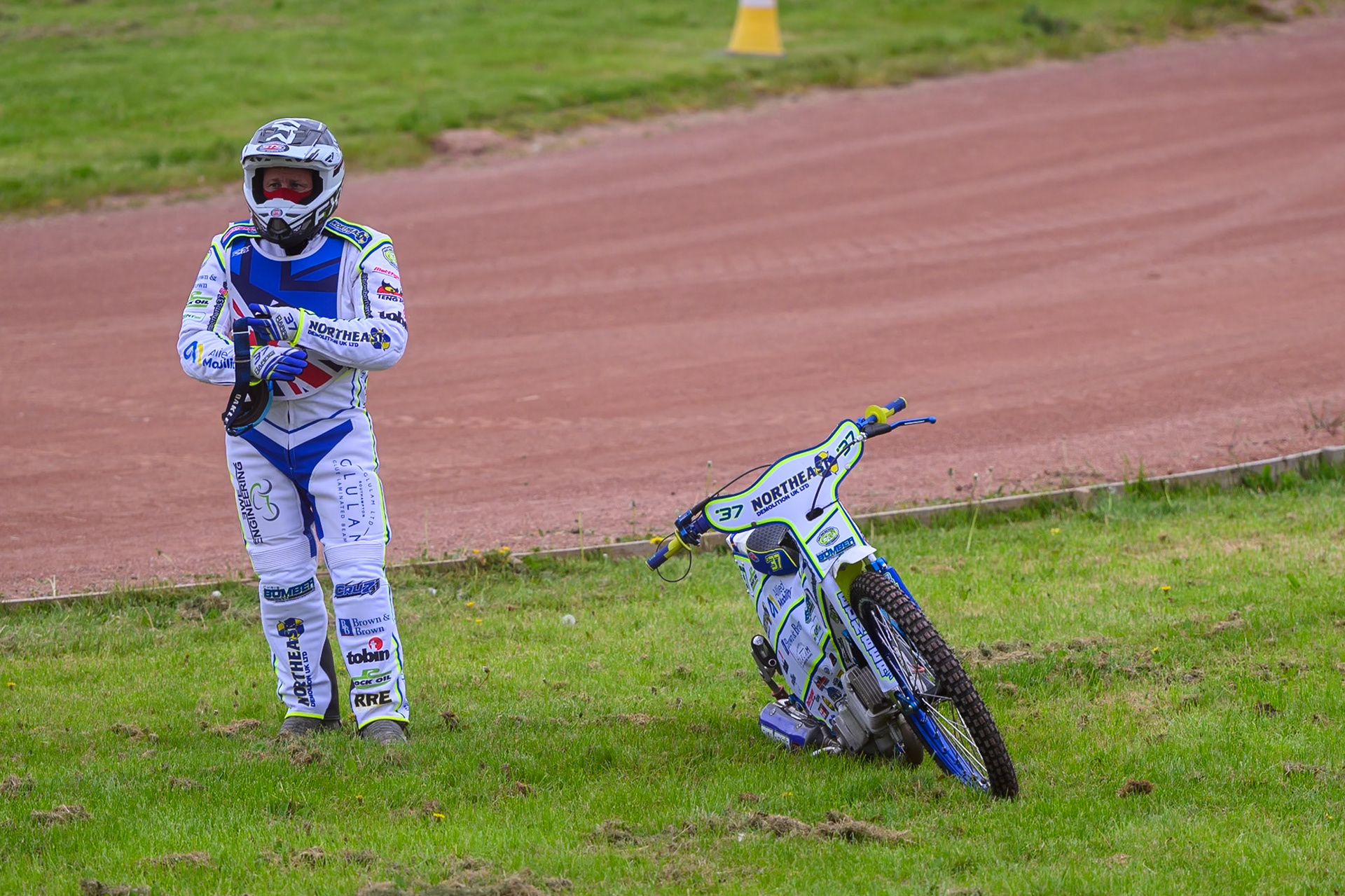 Chris Harris of Great Britain during practice for the Speedway GP Qualifying Round 3 at Allied Ashfield Stadium, Glasgow on Saturday 30th May 2026. (Photo: Ian Charles | MI News)