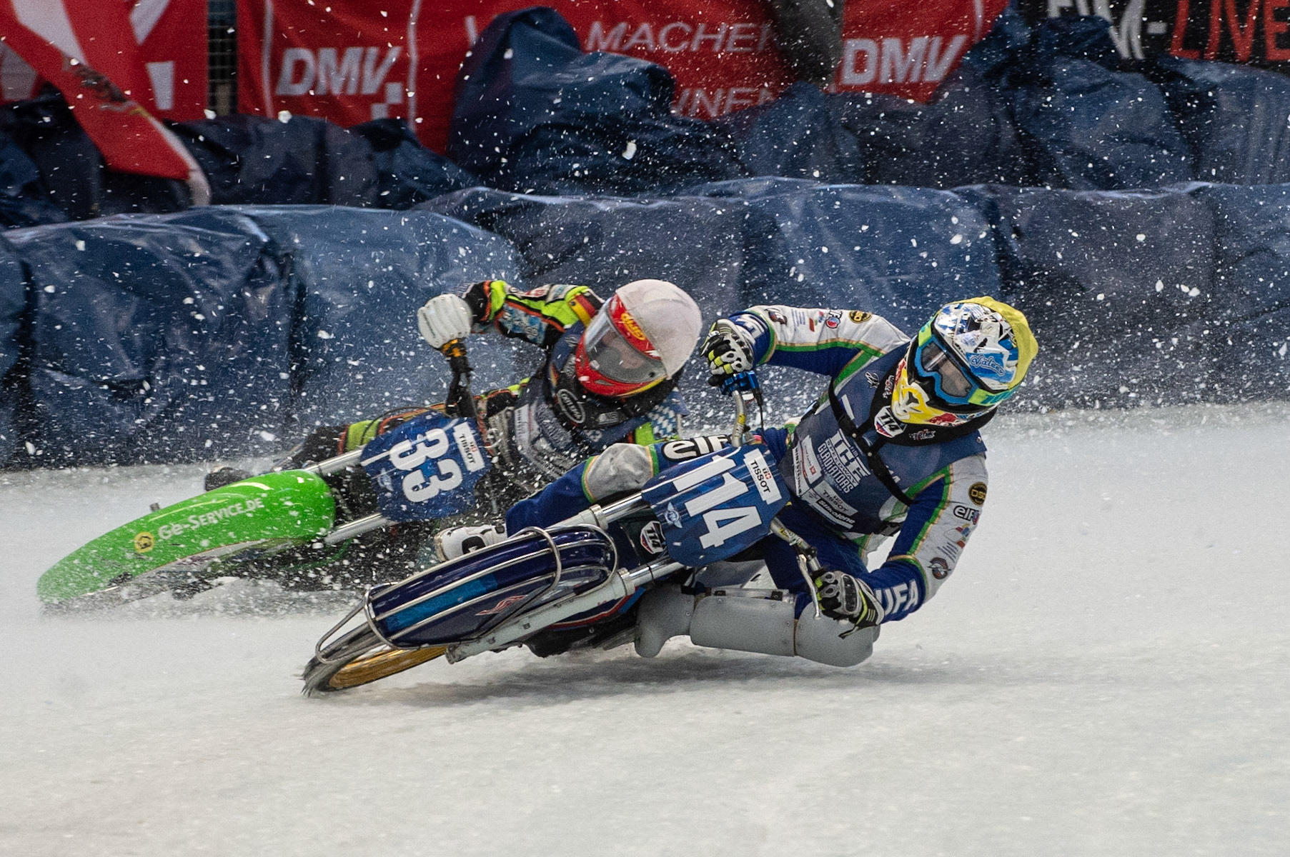 Photo: Ian Charles

Dinar Valeev (114) passes Johann Weber (33) on the inside

FIM Ice Speedway Gladiators World Championship, Event 4.2, Max-Aicher-Arena, Inzell, Germany, Sunday 17 March 2019