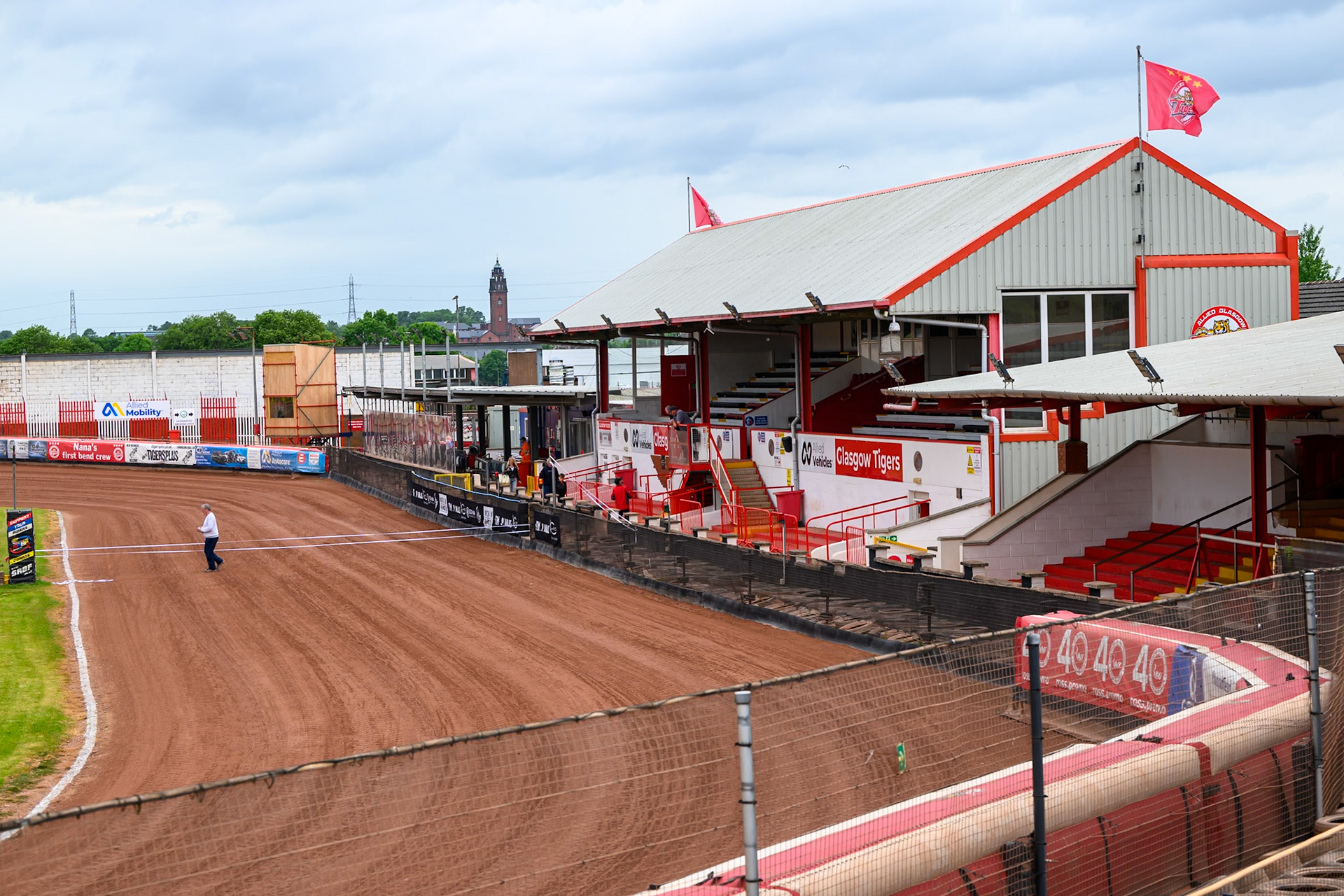 The Main Stand at Glasgow Speedway during the Speedway GP Qualifying Round 3 at Allied Ashfield Stadium, Glasgow on Saturday 30th May 2026. (Photo: Ian Charles | MI News)