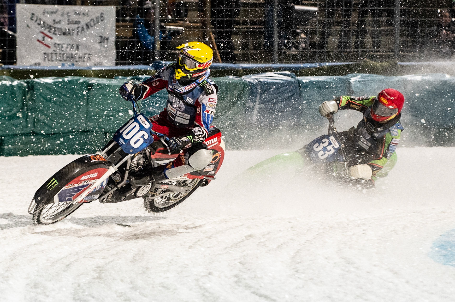 Photo: Ian Charles

Dmitri Koltakov (106) hits a deep rut leading Johann Weber (33)

FIM Ice Speedway Gladiators World Championship, Final 3.1, Horst-Dohm Eisstadion, Berlin, Germany Saturday  2  March  2019