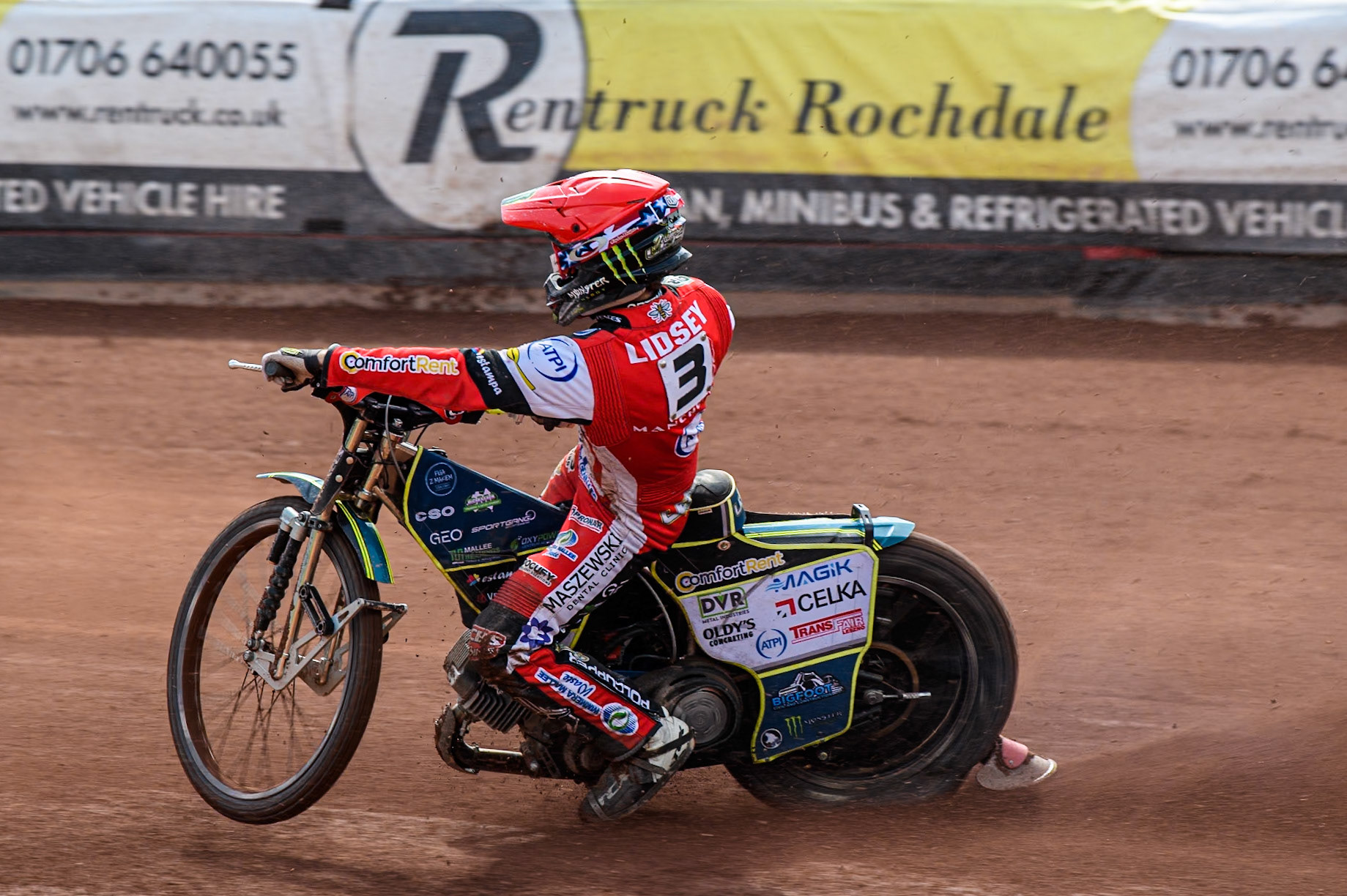 Belle Vue Aces' Jaimon Lidsey  picks up some drive during the Rowe Motor Oil Premiership match between Belle Vue Aces and Sheffield Tigers at the National Speedway Stadium, Manchester on Monday 26th August 2024. (Photo: Ian Charles | MI News)