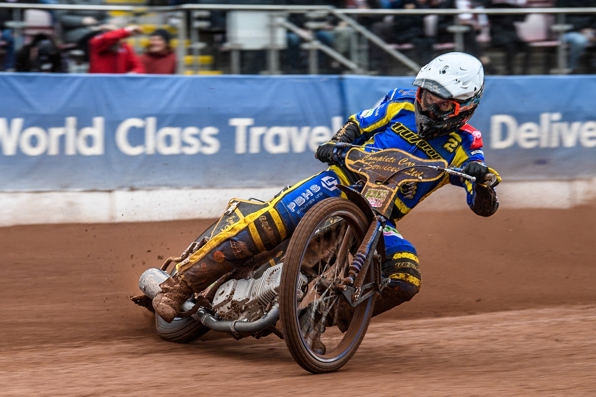 Sheffield Tigers' Kyle Howarth in action during the Rowe Motor Oil Premiership KO Cup Quarter Final 1st Leg between Belle Vue Aces and Sheffield Tigers at the National Speedway Stadium, Manchester on Monday 1st April 2024. (Photo: Ian Charles | MI News)