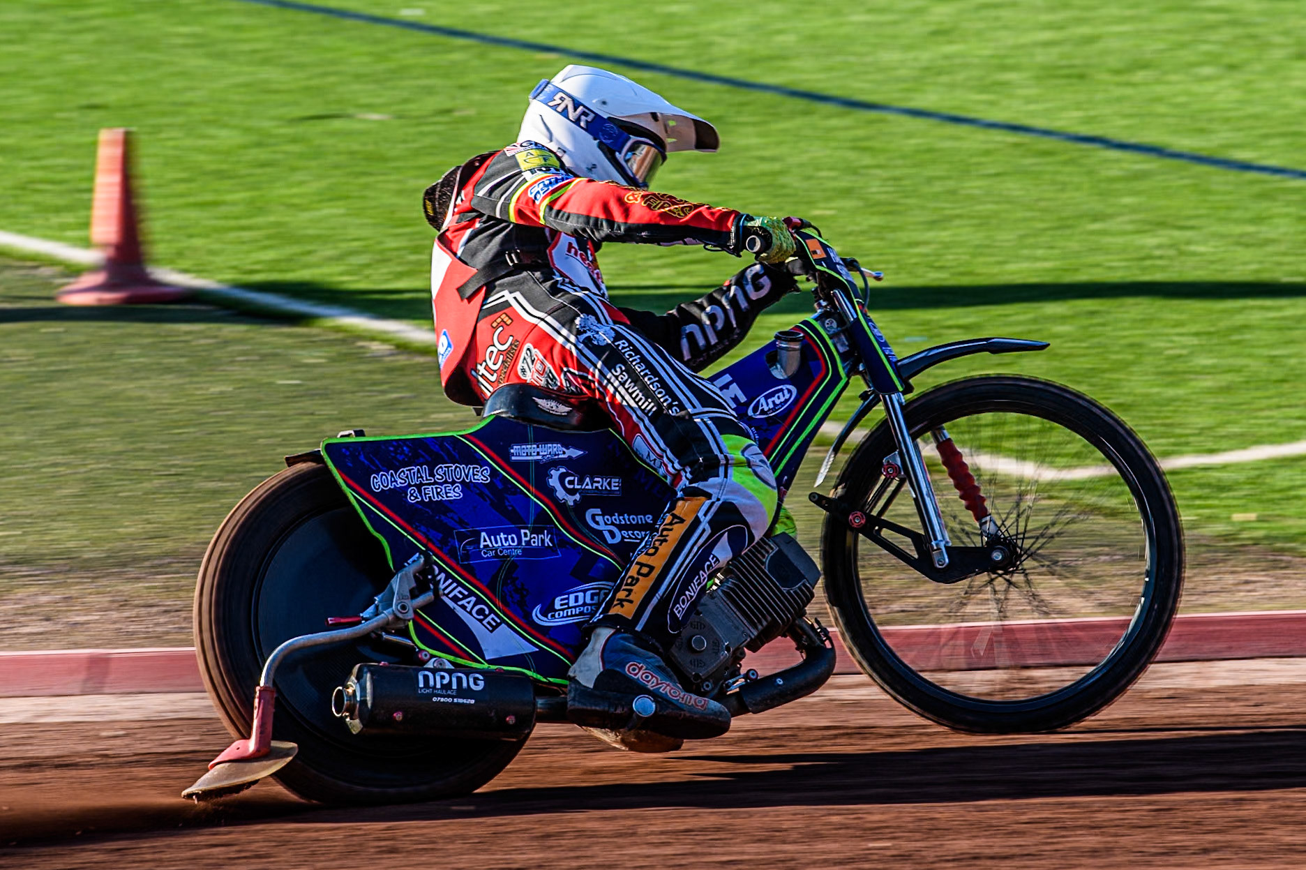 Middlesbrough Tigers' Jake Mulford in action during the WSRA National Development League match between Belle Vue Colts and Middlesbrough Tigers at the National Speedway Stadium, Manchester on Monday 17th June 2024. (Photo: Ian Charles | MI News)