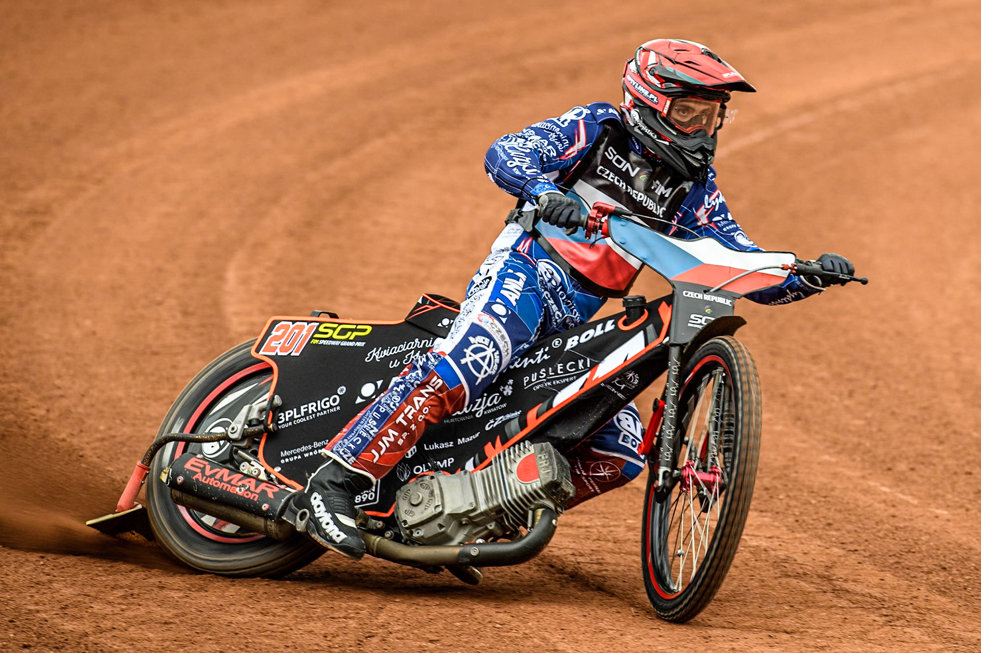 Jan Kvech of The Czech Republic practices during the Monster Energy FIM Speedway of Nation Semi Final 2 at the National Speedway Stadium, Manchester on Wednesday 10th July 2024. (Photo: Ian Charles | MI News)