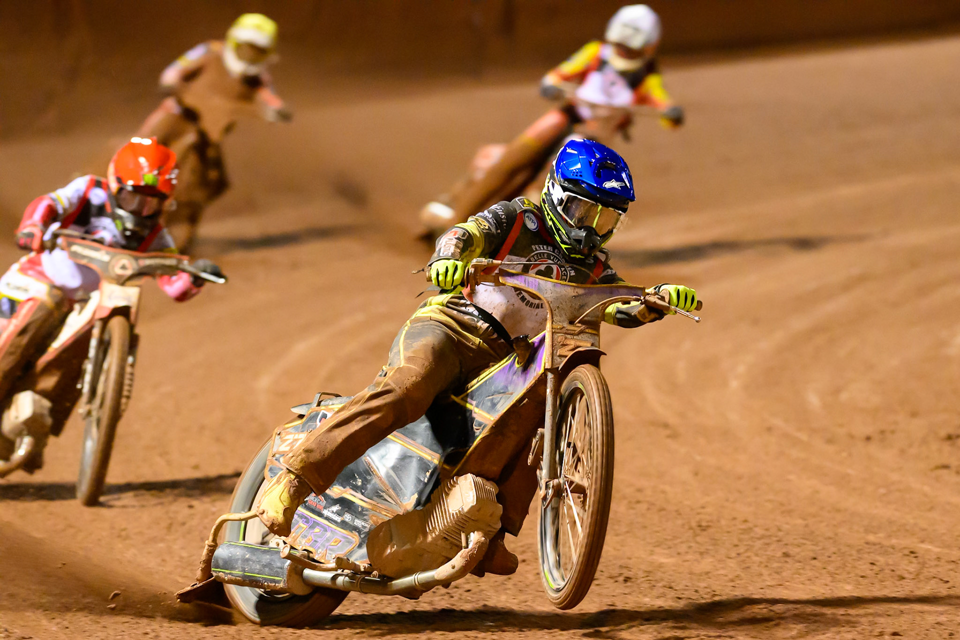 Tom Brennan  picks up some drive coming out of the turn during the Peter Craven Memorial Trophy at the National Speedway Stadium, Manchester, on Monday 16th March 2026. (Photo: Ian Charles | MI News)