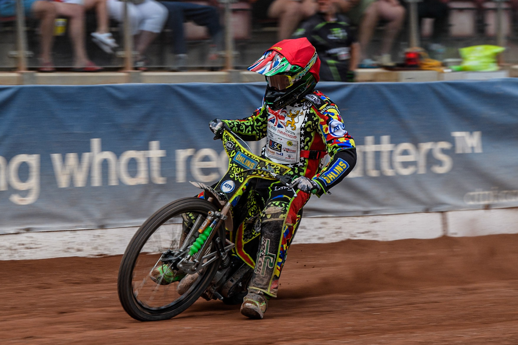 William Cairns (500cc)  leading the final during the British Youth 500cc Championships at the National Speedway Stadium, Manchester on Friday 2nd August 2024. (Photo: Ian Charles | MI News)
