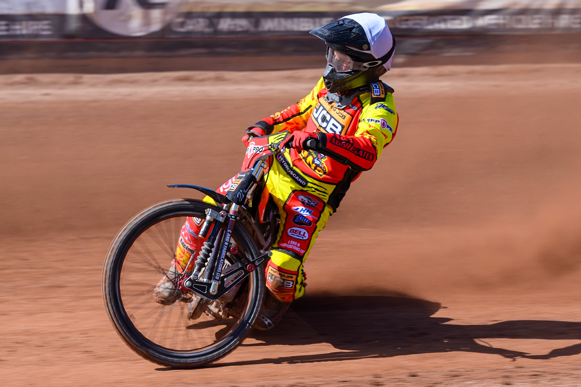 Dan Thompson of Leicester Lions  in action during the Knockout Cup Northern Section match between Belle Vue Aces and Leicester Lions at the National Speedway Stadium, Manchester on Monday 6th April 2026. (Photo: Ian Charles | MI News)