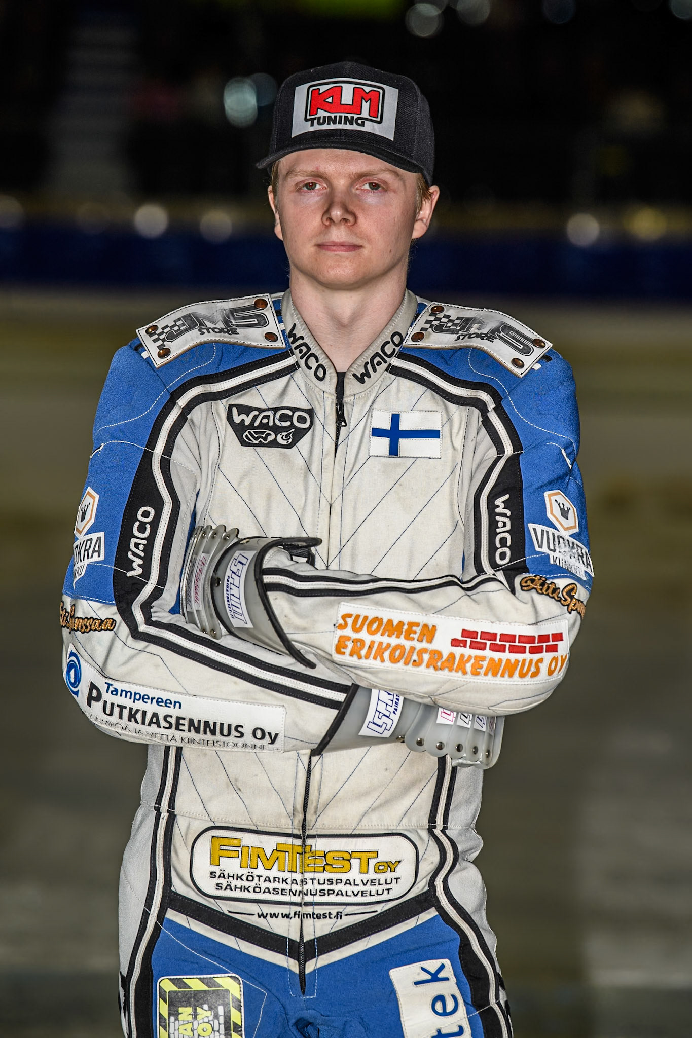 Finland's Max Koivula (24) during the FIM Ice Speedway Gladiators World Championship Final 3 at Ice Rink Thialf, Heerenveen on Saturday 6th April 2024. (Photo: Ian Charles | MI News)