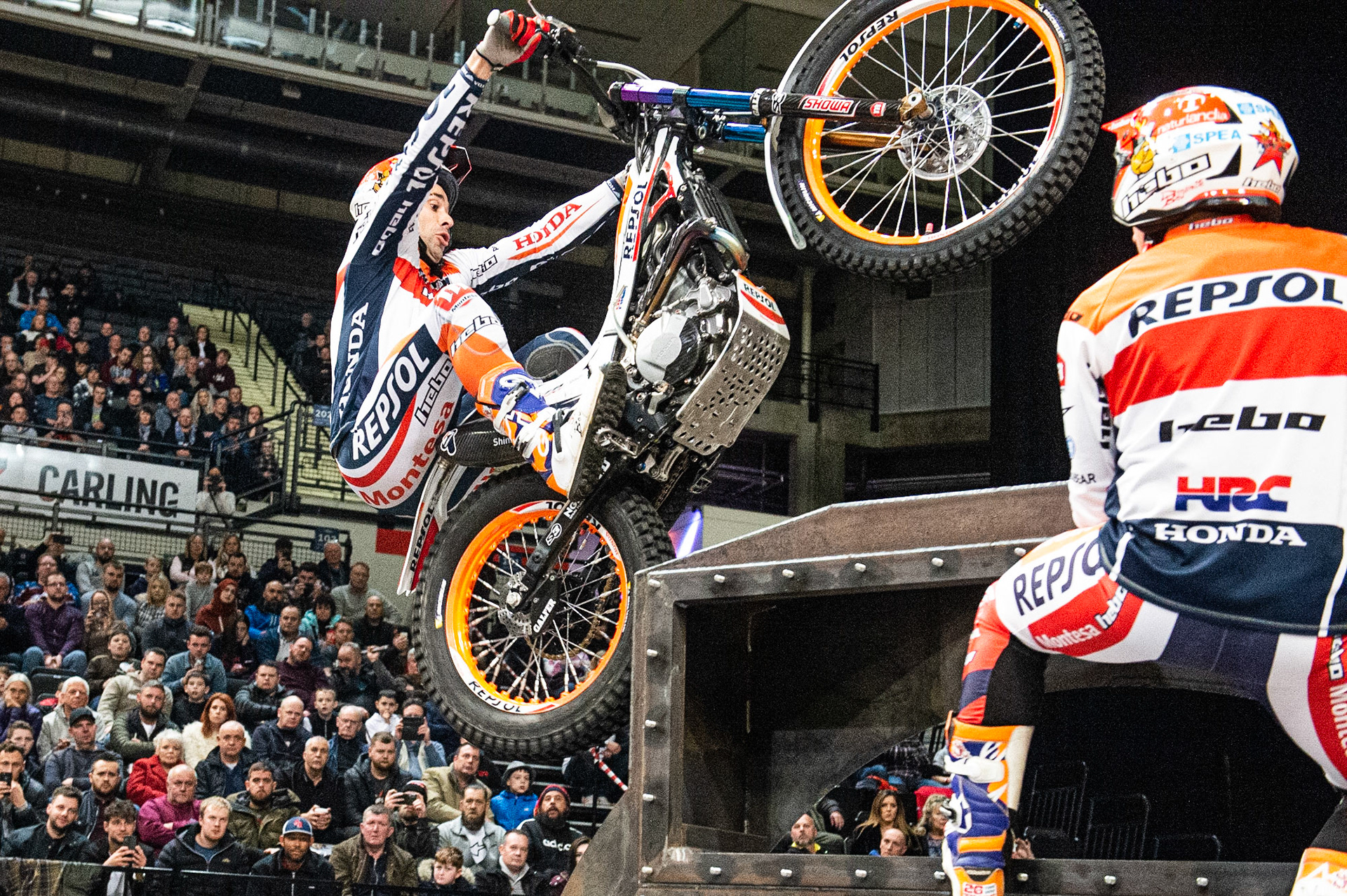 SHEFFIELD, ENGLAND  - DECEMBER 28TH  Tony Bou, Spain (Montessa) on section 1  during the 25th Anniversary Sheffield Indoor Trial at the FlyDSA Arena, Sheffield on Saturday 28th December 2019. (Credit: Ian Charles | MI News)