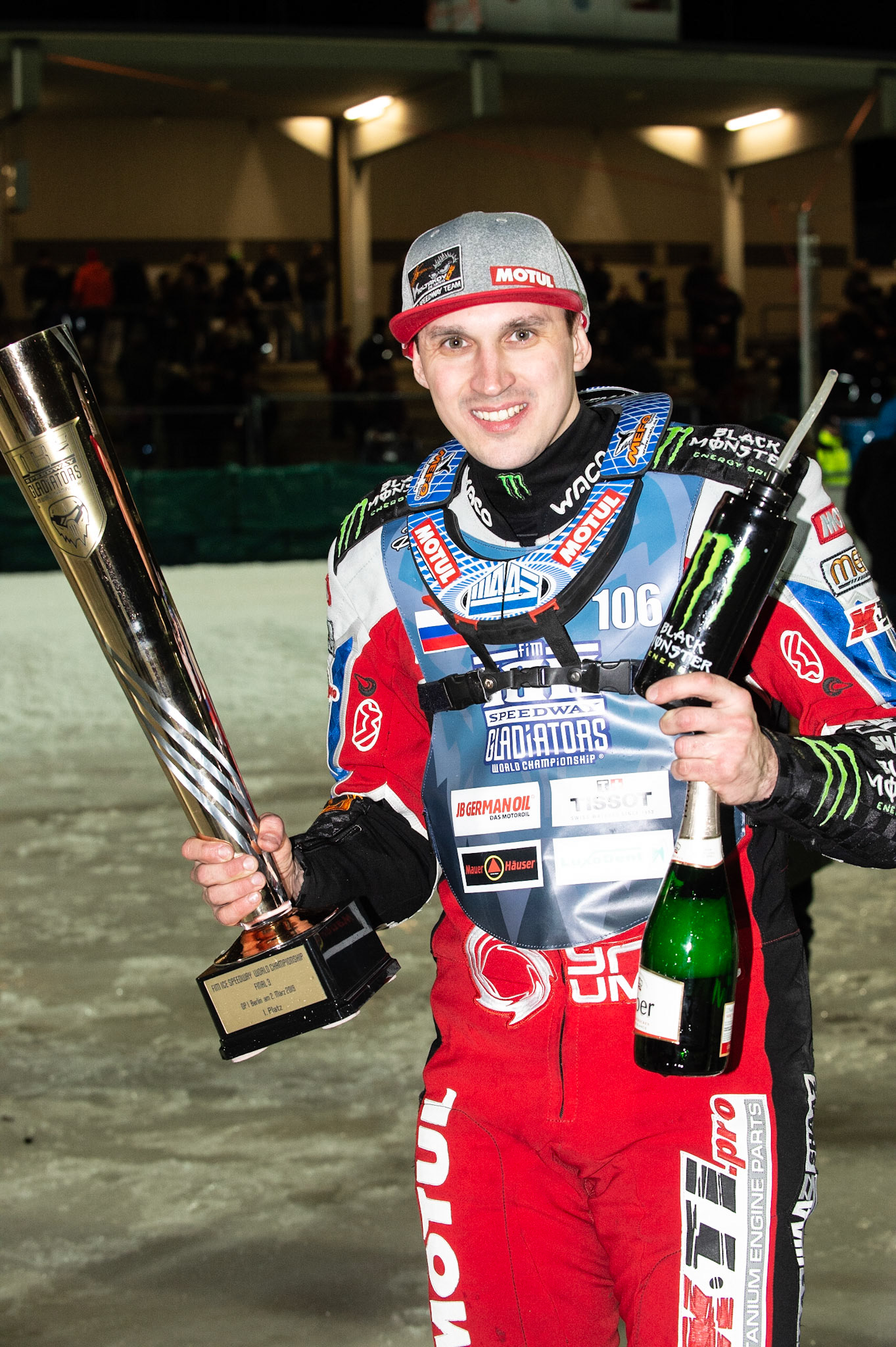 Photo: Ian Charles

Saturday Winner Dmitri Koltakov 

FIM Ice Speedway Gladiators World Championship, Final 3.1, Horst-Dohm Eisstadion, Berlin, Germany Saturday  2  March  2019