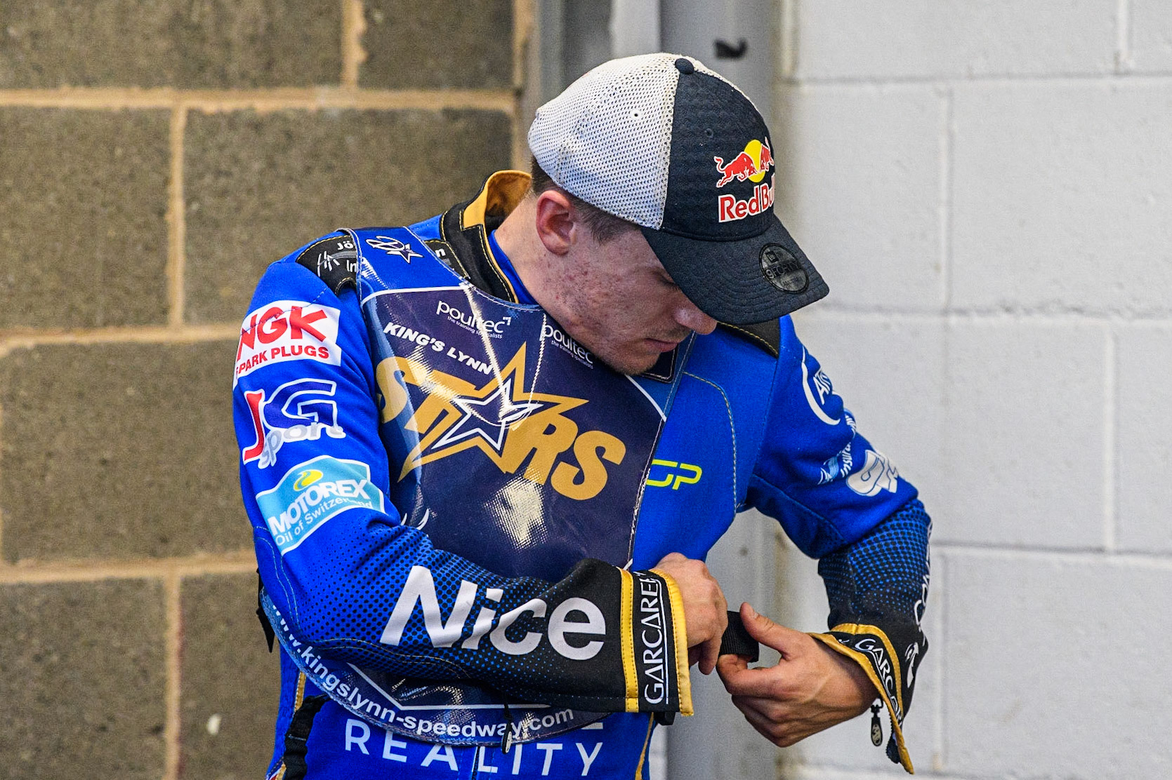 Robert Lambert gets ready for his debut for the King’s Lynn MacInnes Stars during the Sports Insure Premiership match between Belle Vue Aces and King's Lynn Stars at the National Speedway Stadium, Manchester on Monday 21st August 2023. (Photo: Ian Charles | MI News)