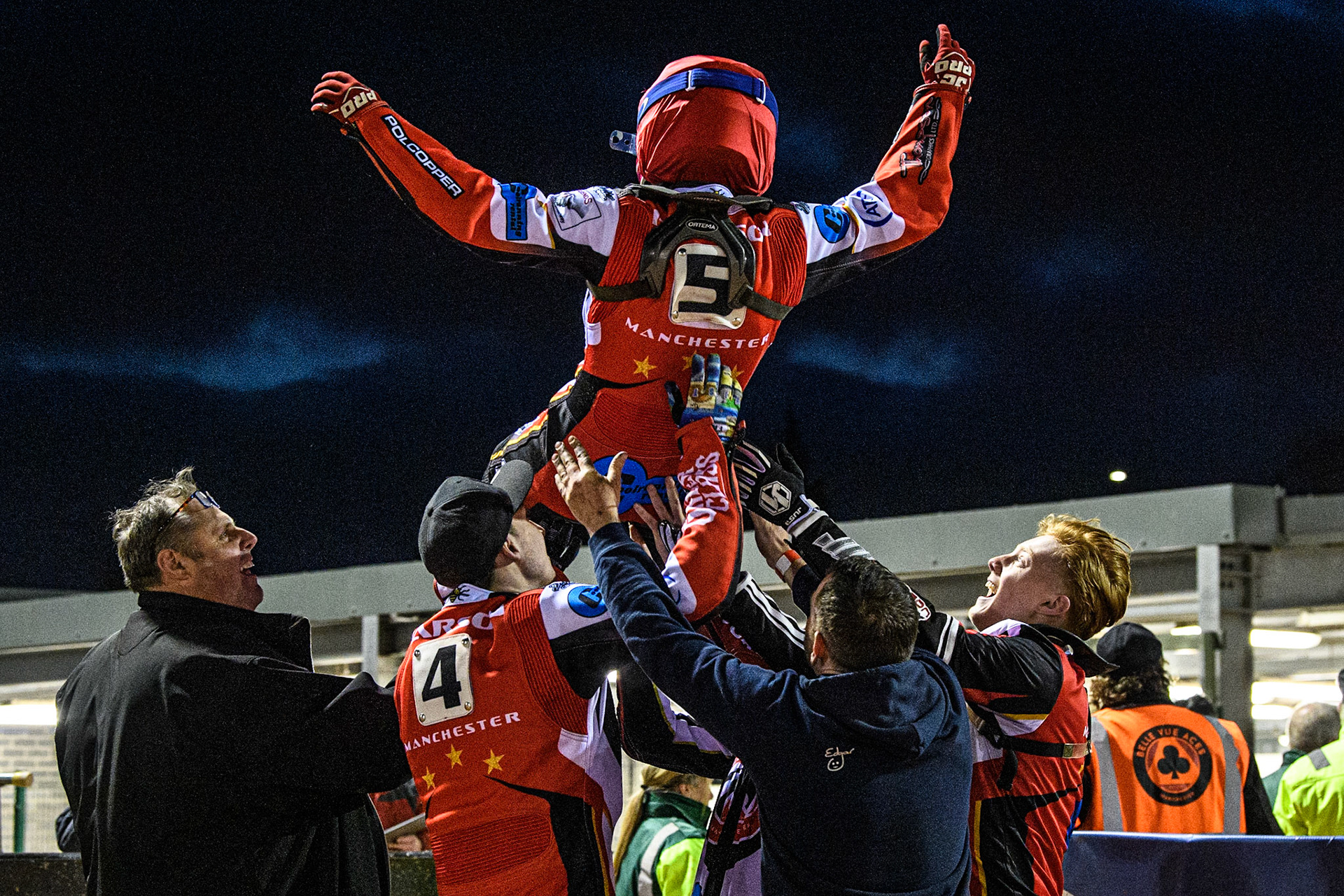 James Pearson  gets the bumps during the National Development League match between Belle Vue Colts and Oxford Chargers at the National Speedway Stadium, Manchester on Friday 12th May 2023. (Photo: Ian Charles | MI News)