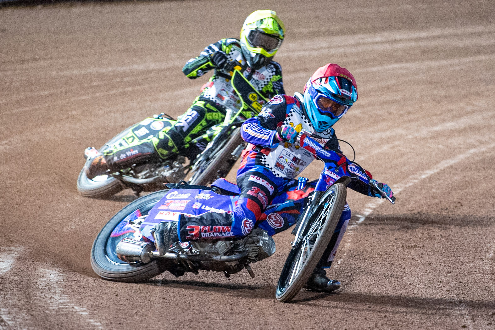 Photo: Ian CharlesSonny Springer (Red) leads Ace Pijper (Yellow) (125cc A Class)British Youth Speedway Championship (Round 5), National Speedway Stadium, Manchester Saturday  10  October  2020