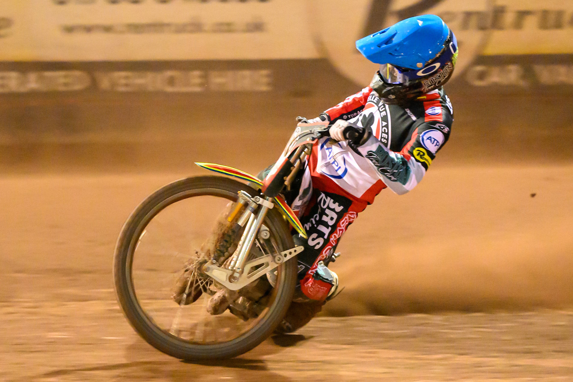 Tate Zischke of Belle Vue Aces  in action during the Rowe Motor Oil Premiership match between Belle Vue Aces and Ipswich Witches at the National Speedway Stadium, Manchester on Monday 20th April 2026. (Photo: Ian Charles | MI News)