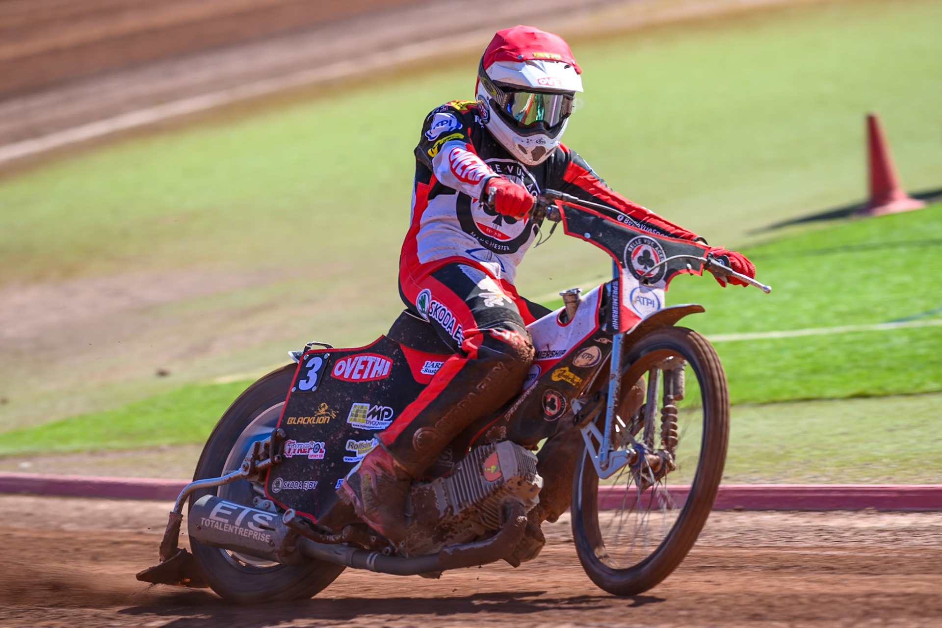 Peter Kildemand of Belle Vue Aces  in action during the Knockout Cup Northern Section match between Belle Vue Aces and Leicester Lions at the National Speedway Stadium, Manchester on Monday 6th April 2026. (Photo: Ian Charles | MI News)