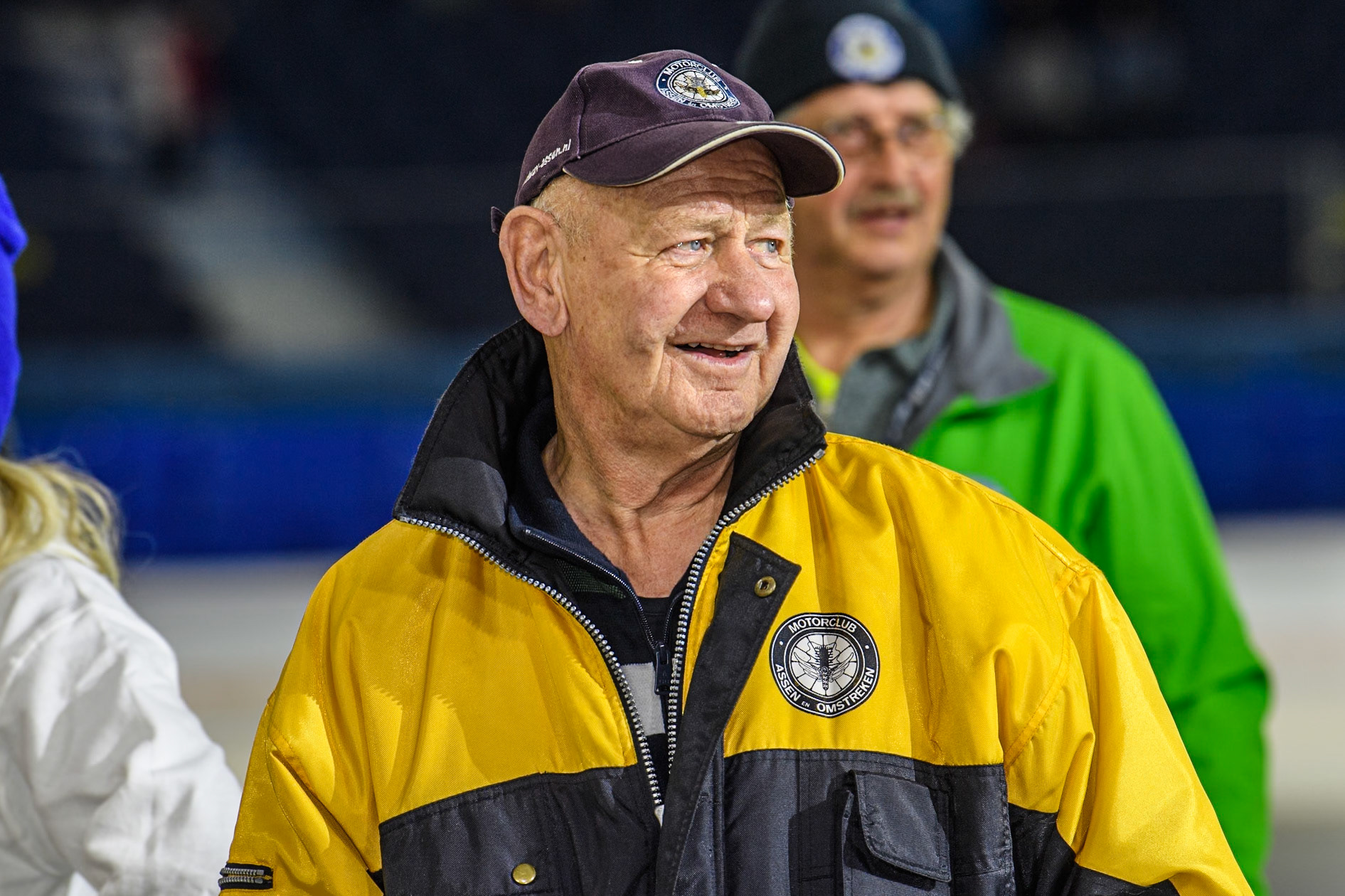 Dutch Ice Speedway Legend Roelof Thijs, the meeting sponsor, waits for the presentation during the Roelof Thijs Bokaal, Ice Rink Thialf, Heerenveen, Netherlands on Friday 4th April 2025. (Photo: Ian Charles | MI News)