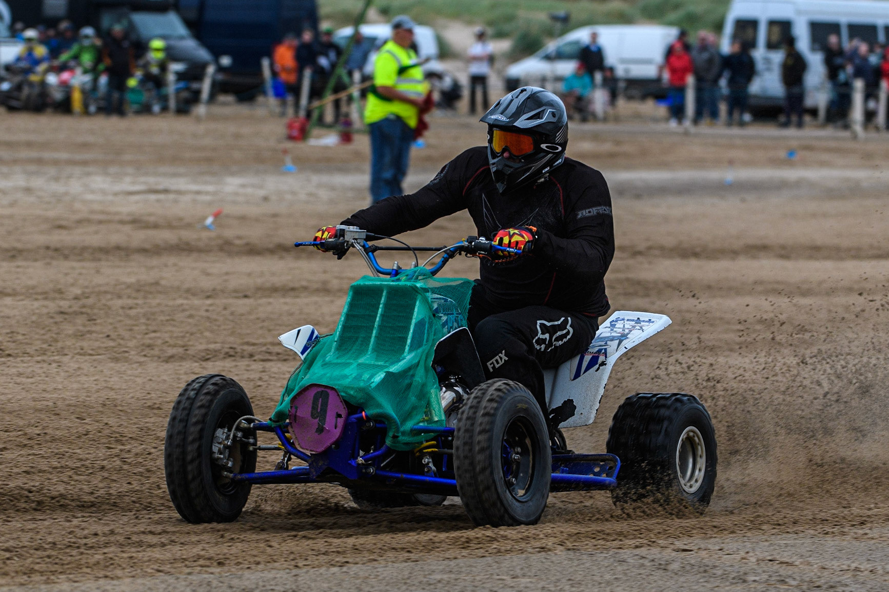 Mark Ramsdale (9) in action  during the Fylde ACU British Sand Racing Masters Championship at  St Annes on Sea, Lancashire on Sunday 30th July 2023. (Photo: Ian Charles | MI News)