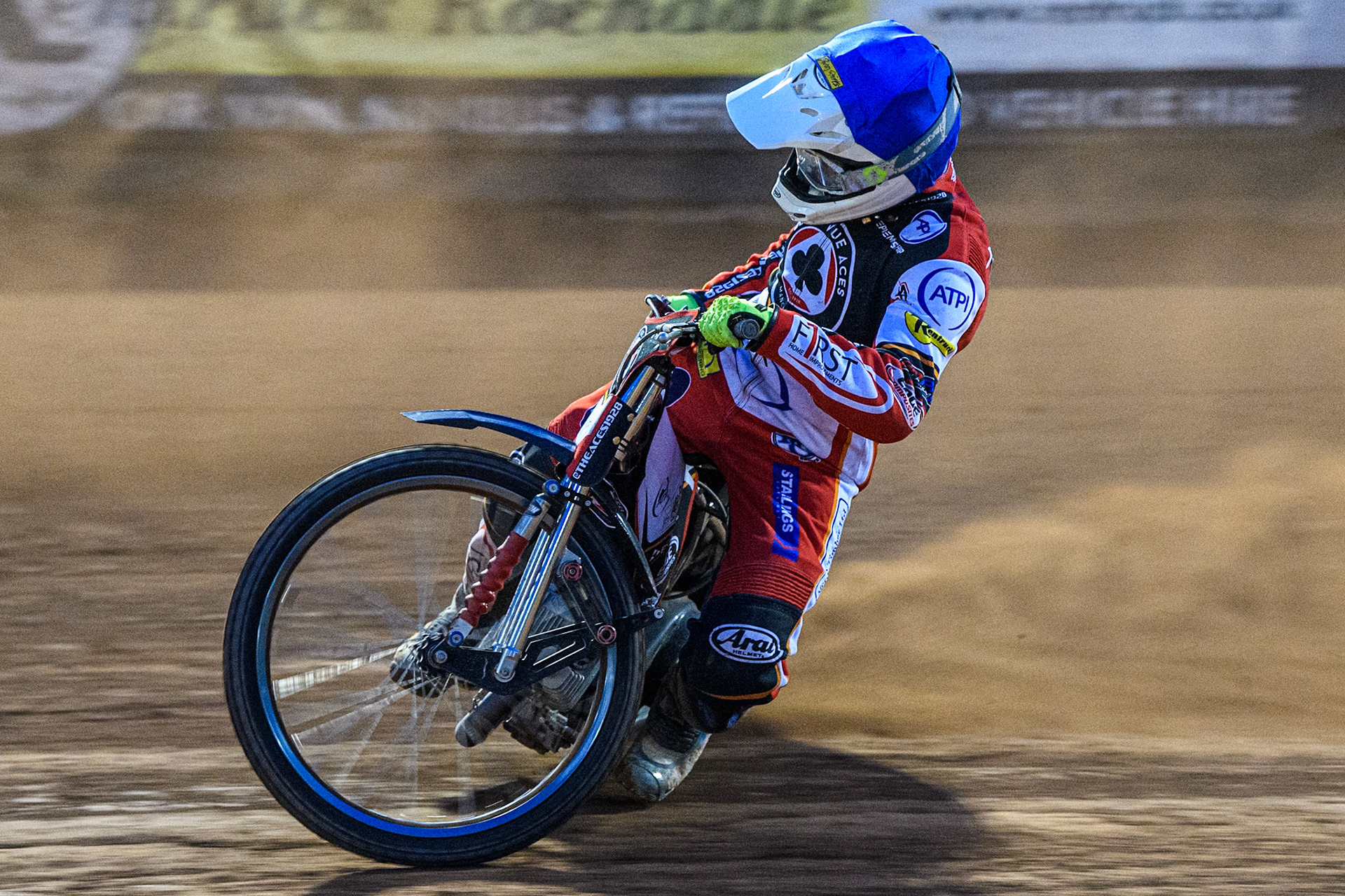 Belle Vue Aces' Jake Mulford in action during the Rowe Motor Oil Premiership match between Belle Vue Aces and Oxford Spires at the National Speedway Stadium, Manchester on Monday 14th April 2025. (Photo: Ian Charles | MI News)