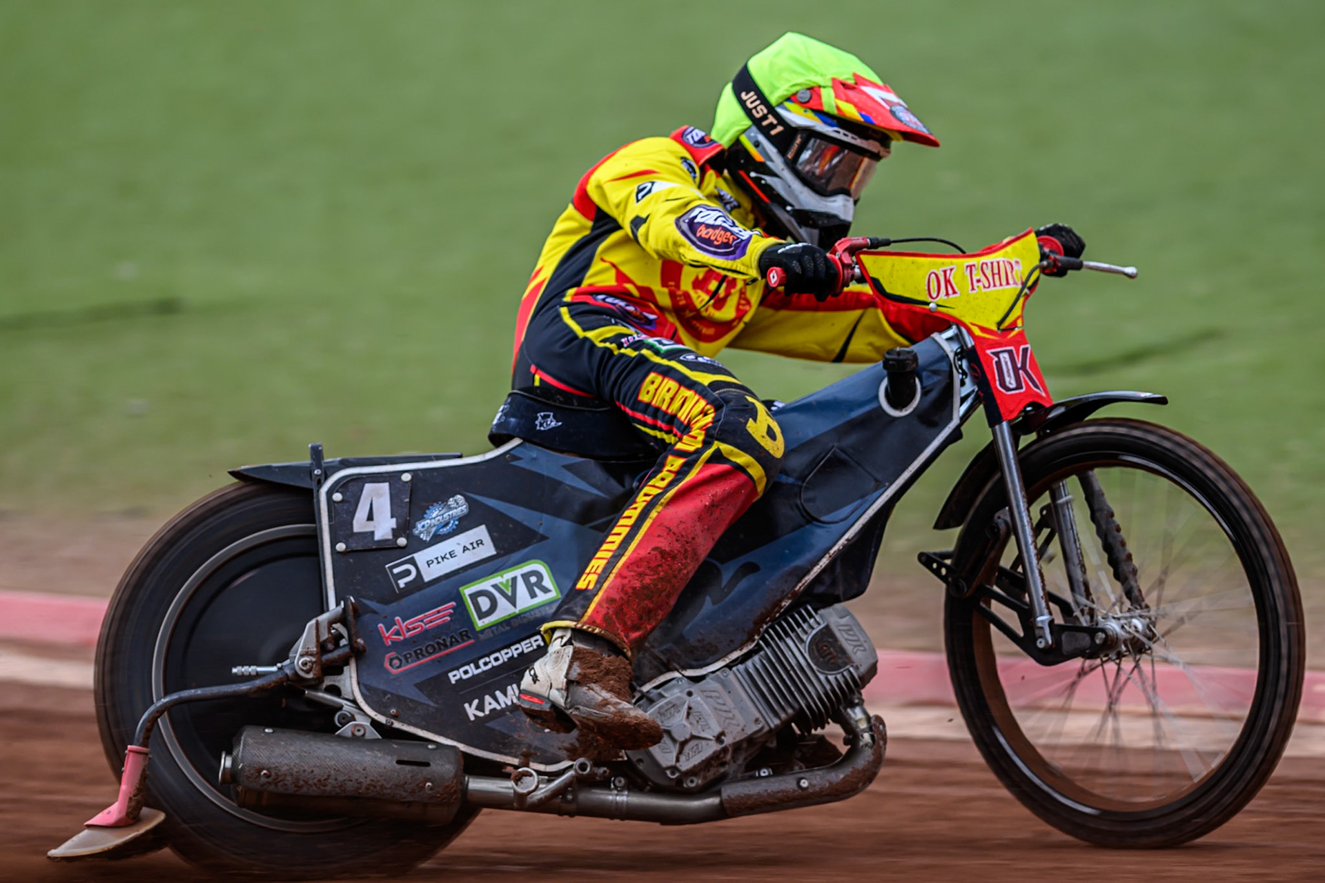 Birmingham Brummies' Keynan Rew  in action during the Rowe Motor Oil Premiership match between Belle Vue Aces and Birmingham Brummies at the National Speedway Stadium, Manchester on Monday 7th July 2025. (Photo: Ian Charles | MI News)