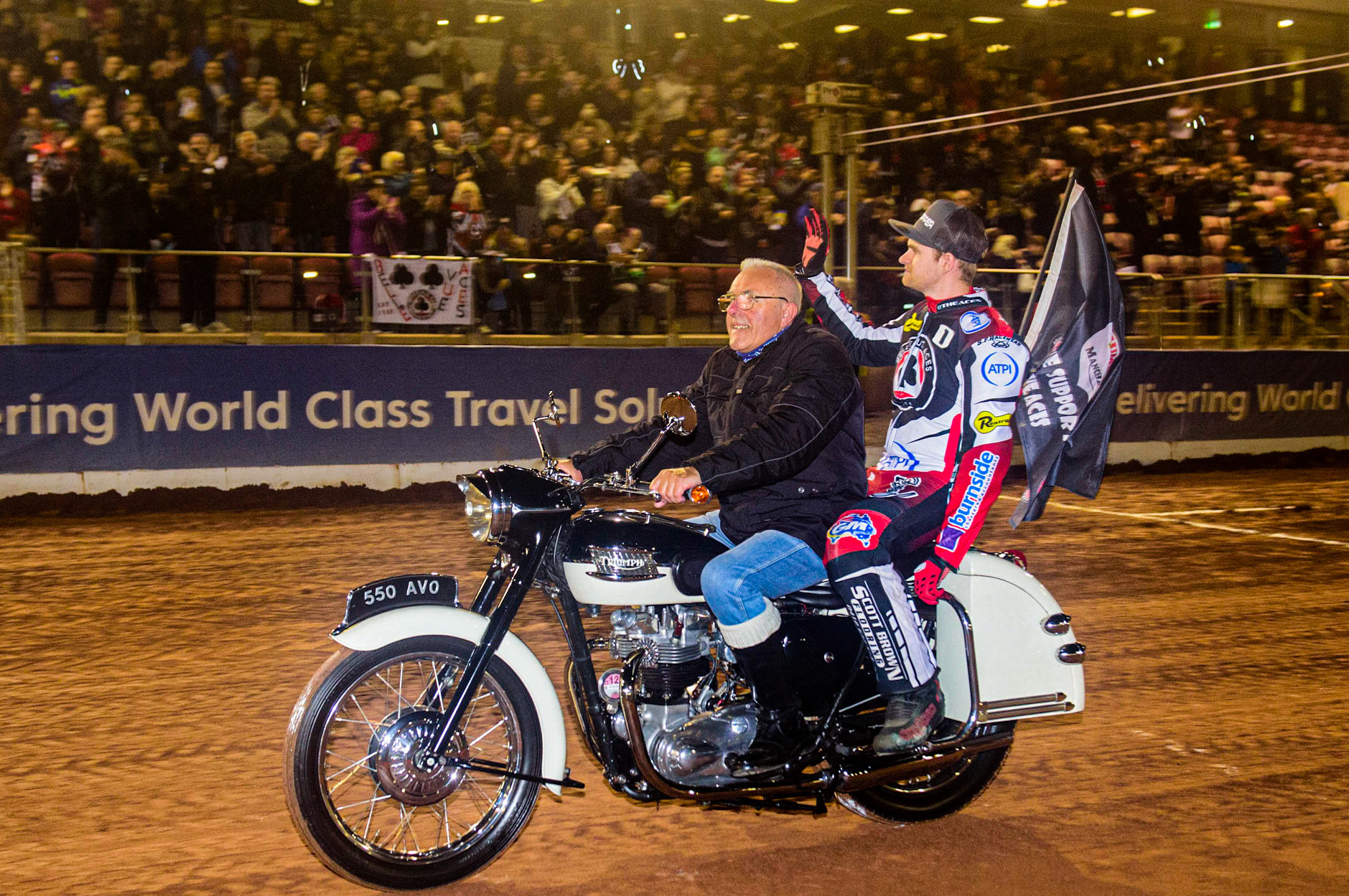 Brady Kurtz on the Aces Homecoming as Champions parade  during the Grant Henderson Pairs at the National Speedway Stadium, Manchester on Thursday 27th October 2022. (Credit: Ian Charles | MI NEWS)