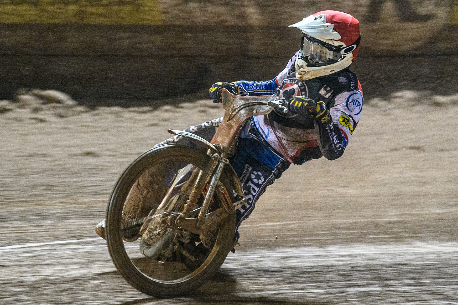 Belle Vue Aces' Guest Rider Niels. K. Iversen  in action during the Rowe Motor Oil Premiership Grand Final 1st Leg between Belle Vue Aces and Leicester Lions at the National Speedway Stadium, Manchester on Monday 23rd September 2024. (Photo: Ian Charles | MI News)