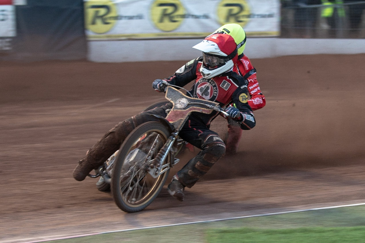 Photo by Ian Charles:

Max Fricke  (Red) leads Charles Wright  (Yellow)

Belle Vue Aces v Peterborough Panthers, British Speedway Premiership, National Speedway Stadium, Manchester, Monday, 29, April, 2019