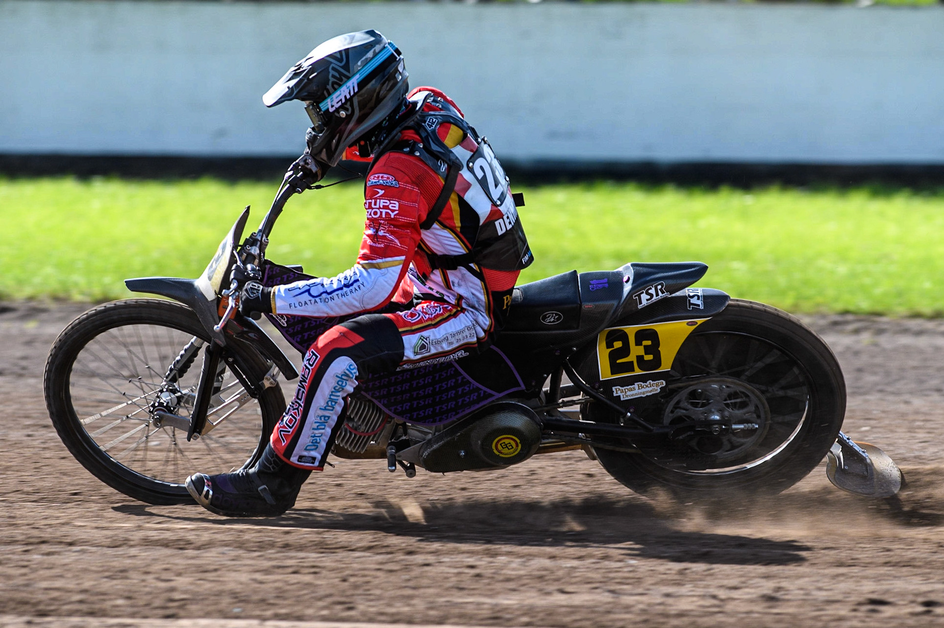 Morten Qvistgaard practices  during the FIM Long Track Of Nations event at the Speed Centre Roden on Sunday 24th September 2023. (Photo: Ian Charles | MI News)