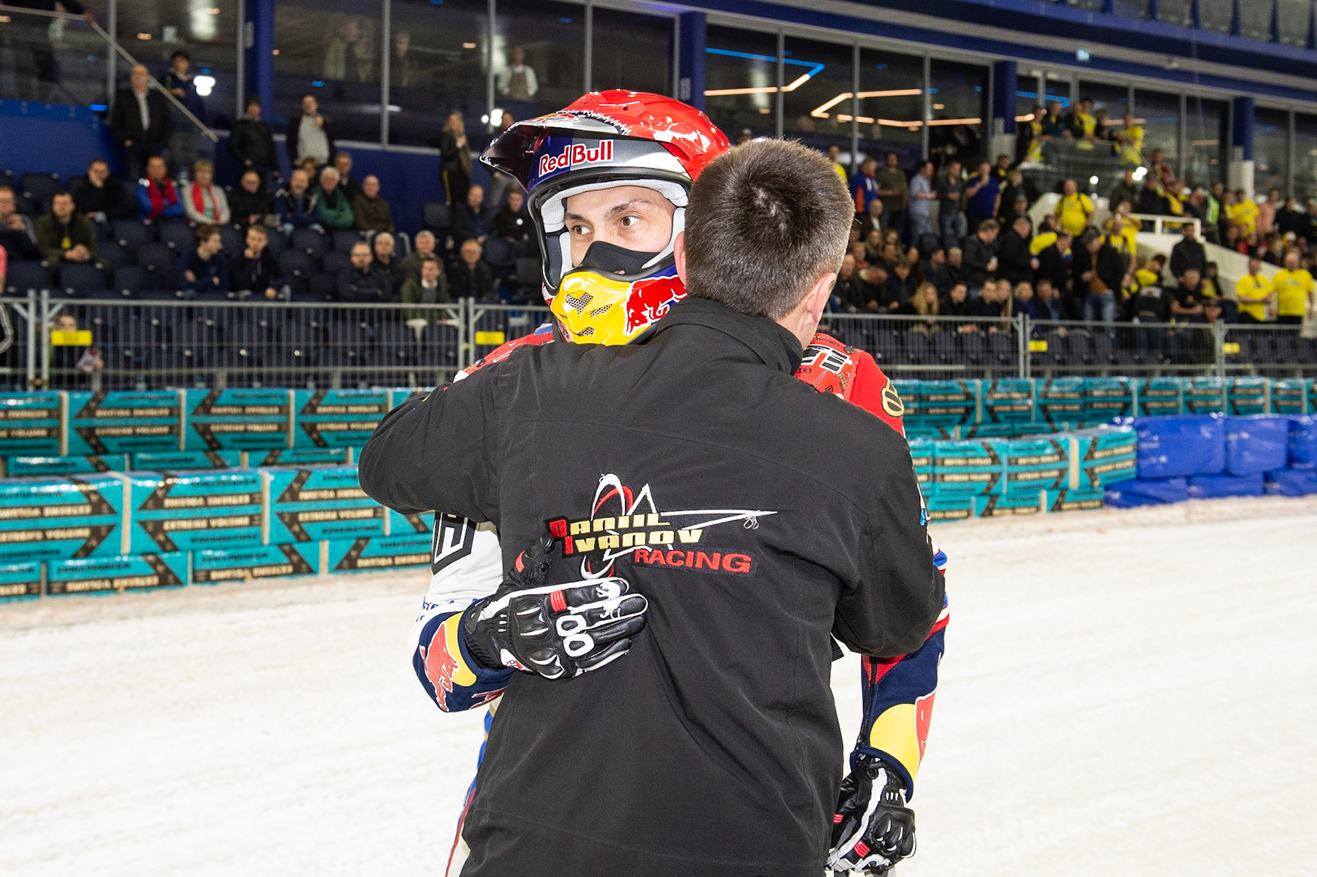Photo: Ian Charles

Following his win, Danil Ivanov is congratulated by his engine tuner Mikhail Bogdanov

FIM Ice Speedway Gladiators World Championship, Event 5.2, Ice Rink Thialf, Heerenveen, Netherlands Sunday  31  March  2019