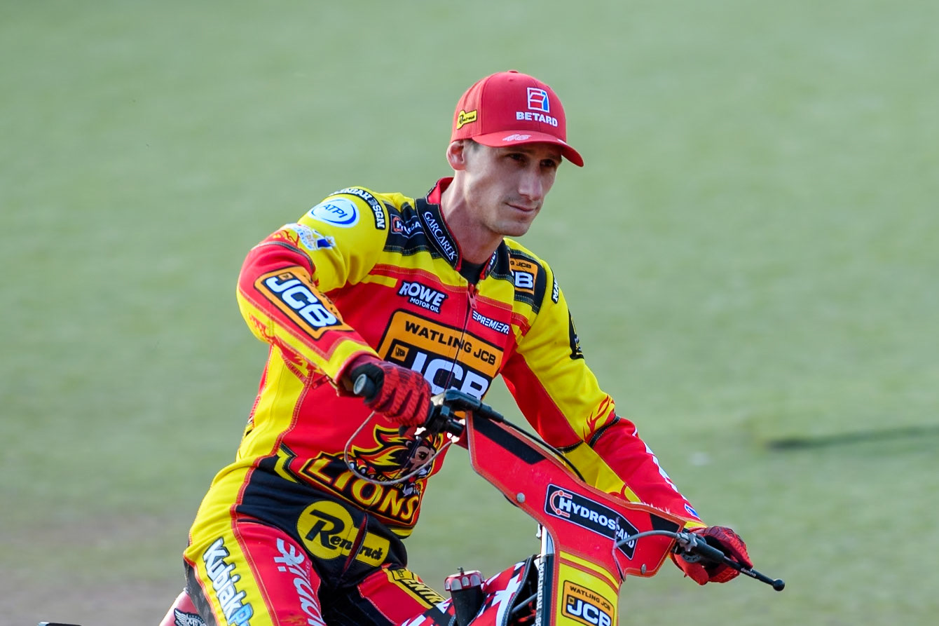 Leicester Lions' Max Fricke on the parade lap during the Rowe Motor Oil Premiership match between Belle Vue Aces and Leicester Lions at the National Speedway Stadium, Manchester on Monday 19th May 2025. (Photo: Ian Charles | MI News)