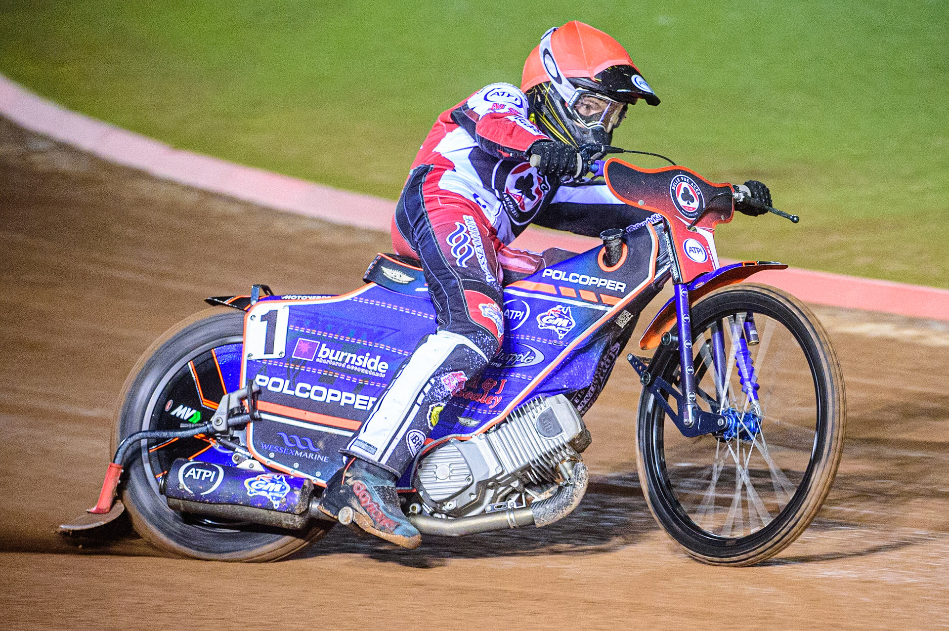 Brady Kurtz  in action  for Belle Vue ATPI Aces  during the SGB Premiership Semi Final 2nd Leg between Belle Vue Aces and Ipswich Witches at the National Speedway Stadium, Manchester on Monday 3rd October 2022. (Credit: Ian Charles | MI News)