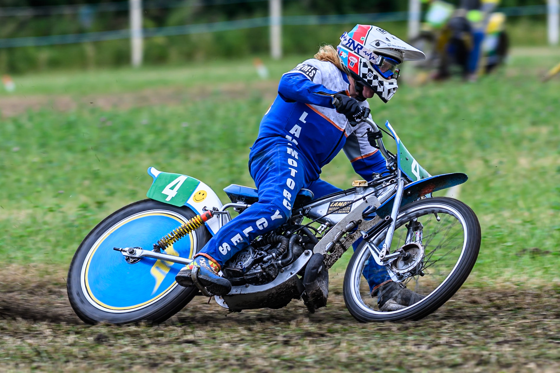 Simon hammersley in action in the 250cc Class during the ACU Northern Grass Track Riders Championship at Cheshire Grass Track Club, Frog Lane, Knutsford, Cheshire on Sunday 20th July 2025. (Photo: Ian Charles | MI News)