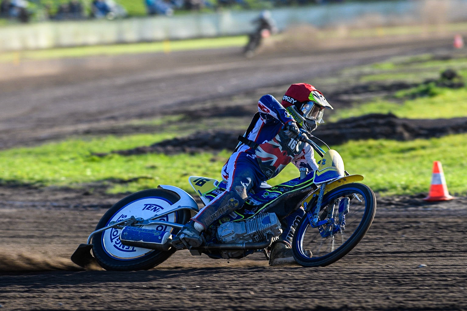 Chris Harris in action for Great Britain during the FIM Long Track Of Nations event at the Speed Centre Roden on Sunday 24th September 2023. (Photo: Ian Charles | MI News)