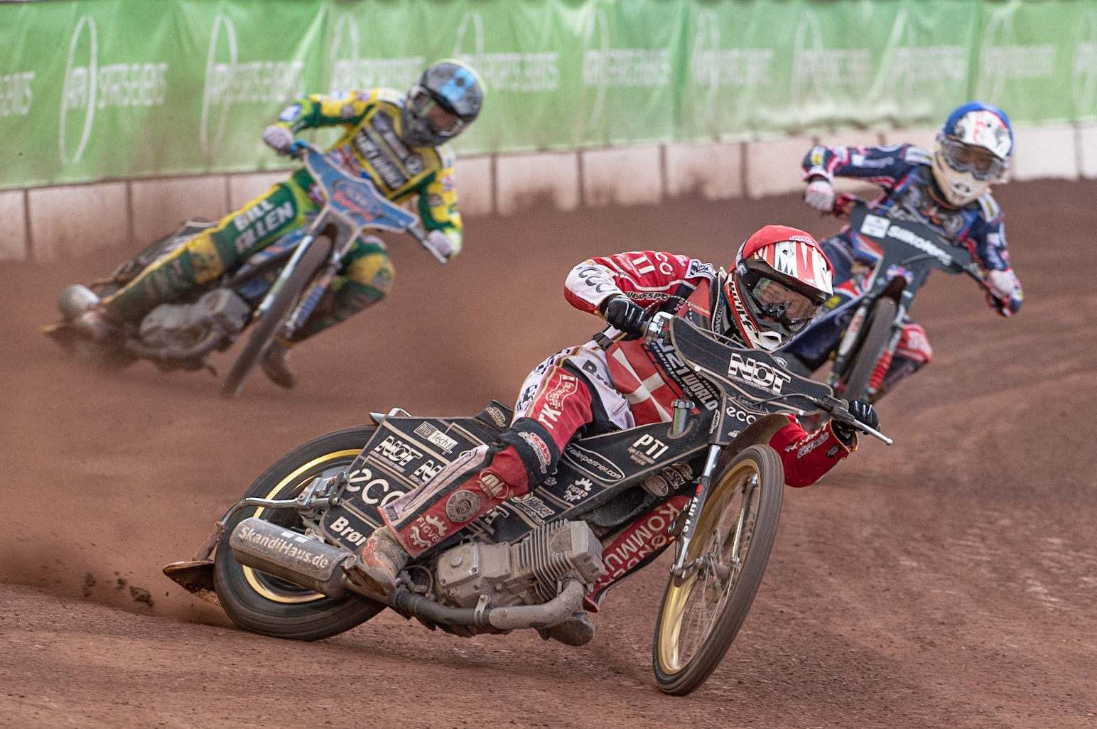 Photo: Ian Charles

Mads Hansen (Red) leads Jordan Stewart (Yellow) and Drew Kemp (Blue) 

FIM Team Speedway U-21 World Championship, National Speedway Stadium, Manchester Friday 12 July  2019
