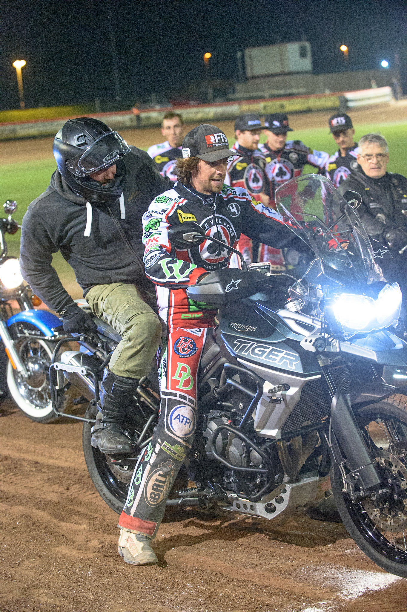 MANCHESTER, UK. SEPT 6TH  Charles Wright  has a turn on a classic triumph during the SGB Premiership match between Belle Vue Aces and Sheffield Tigers at the National Speedway Stadium, Manchester on Monday 6th September 2021. (Credit: Ian Charles | MI News)