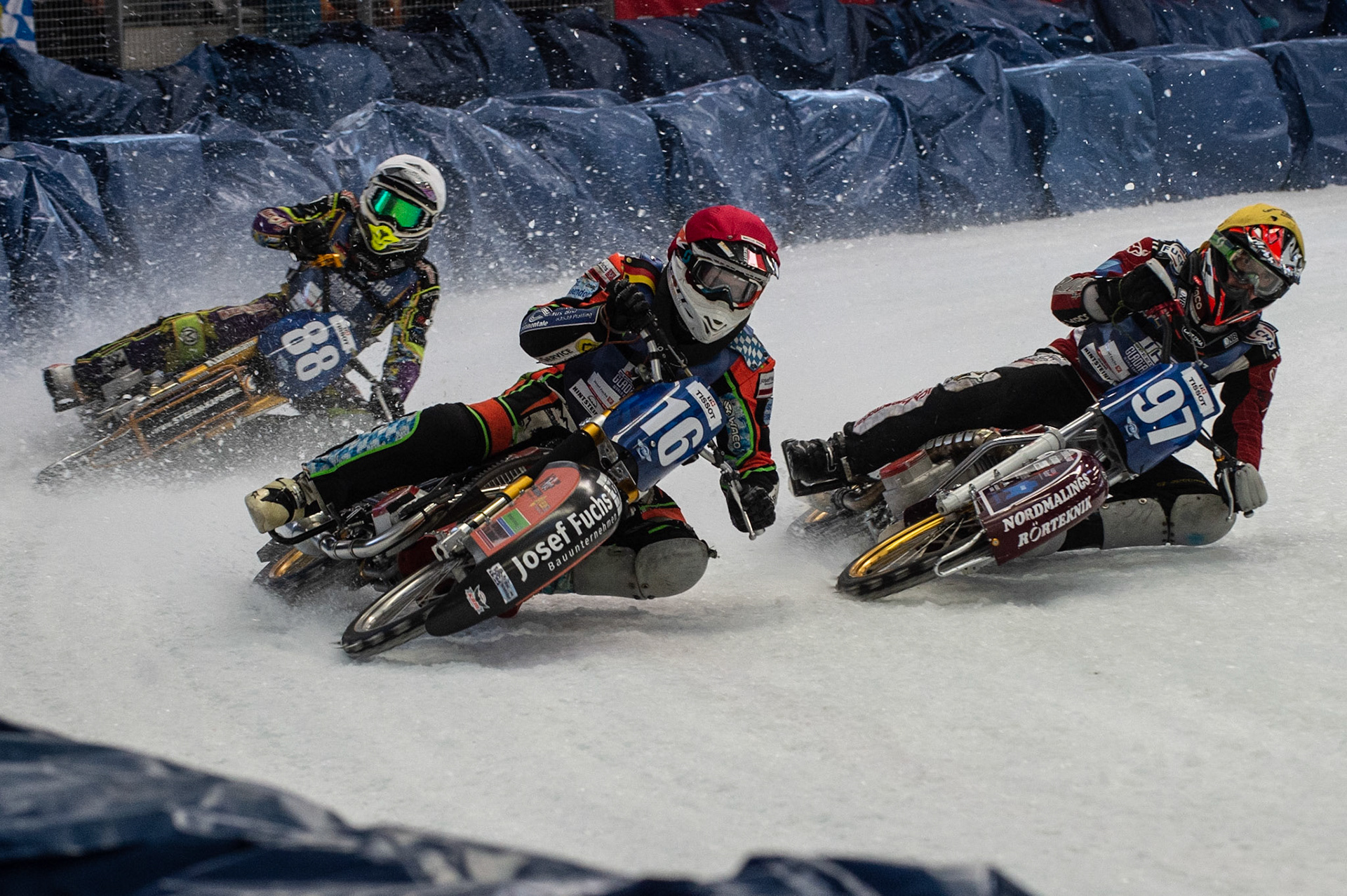 Photo: Ian Charles

Markus Jell (16) leads Ove Ledström (97) and Max Niedermaier (88)

FIM Ice Speedway Gladiators World Championship, Event 4.2, Max-Aicher-Arena, Inzell, Germany, Sunday 17 March 2019