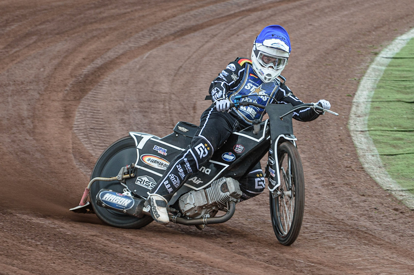 GLASGOW, UK. JUNE 19TH.  Erik Riss (Germany) in action  during the FIM Speedway Grand Prix Qualifying Round at the Peugeot Ashfield Stadium, Glasgow on Saturday 19th June 2021. (Credit: Ian Charles | MI News)