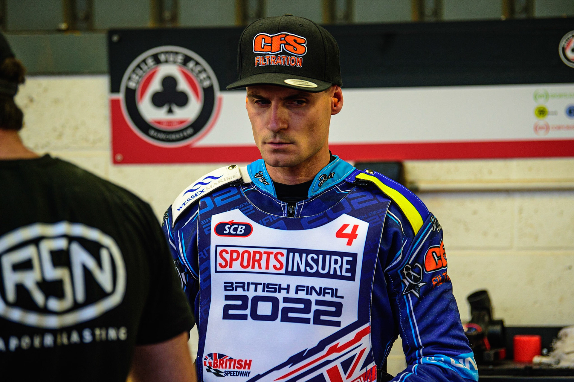 Steve Worrall prepares for the meeting during the Sports Insure British Speedway Championship Final at the National Speedway Stadium, Bellevue, Manchester, England on Monday 1st August 2022. (Photo by: Ian Charles | MI News)