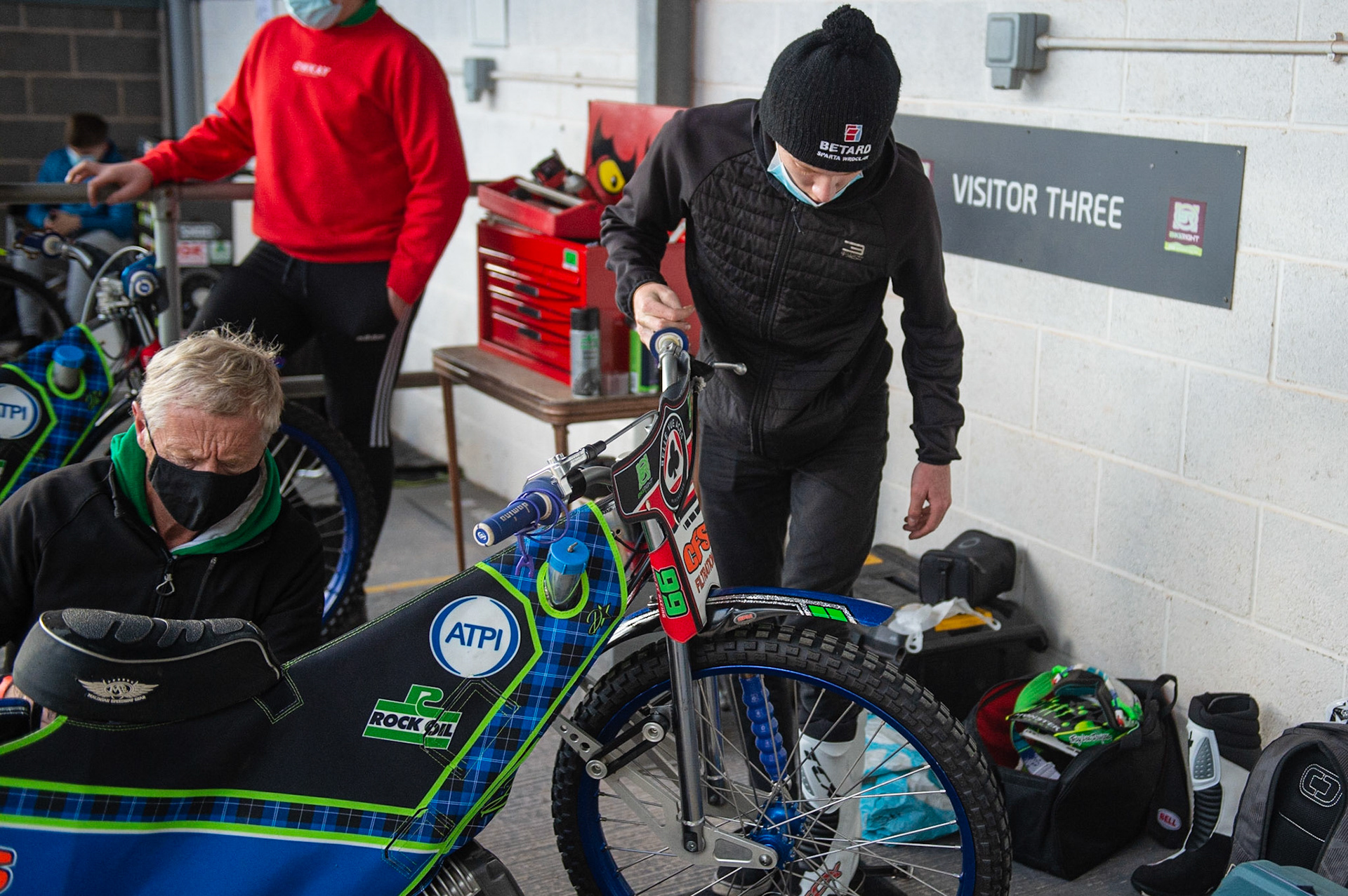 Photo: Ian CharlesDan Bewley of Belle Vue 'BikeRight' Aces prepares for practiceBelle Vue ‘Bikerite ’Aces v ‘ATPI’ All Stars, Premiership Challenge, National Speedway Stadium, Manchester Thursday  24  September  2020